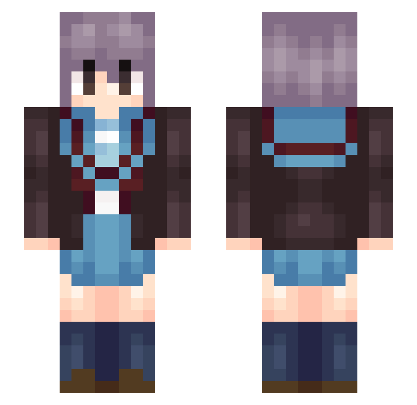 Pentasulfide Minecraft skin, front and back view
