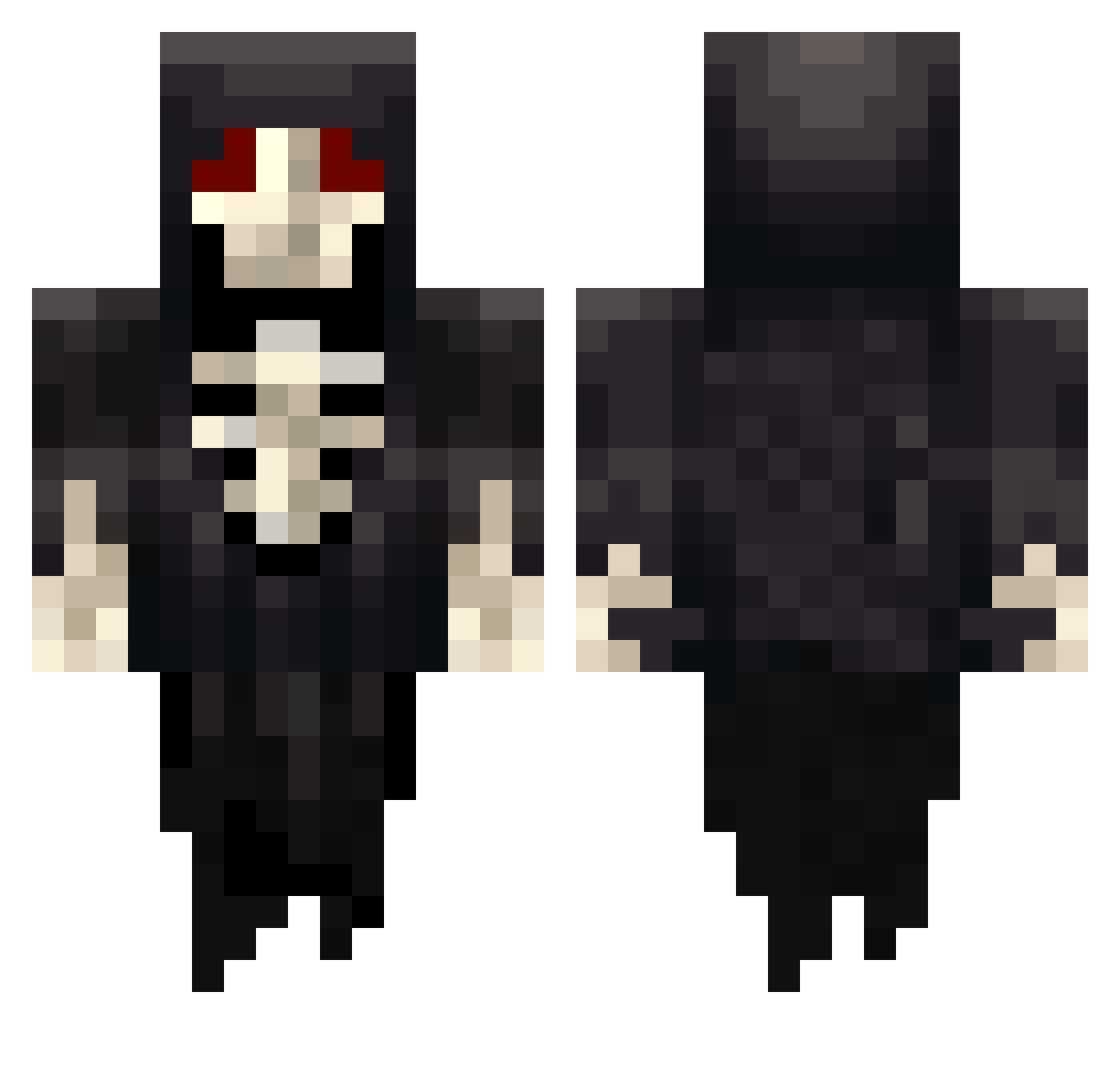 Yayo88 Minecraft skin, front and back view