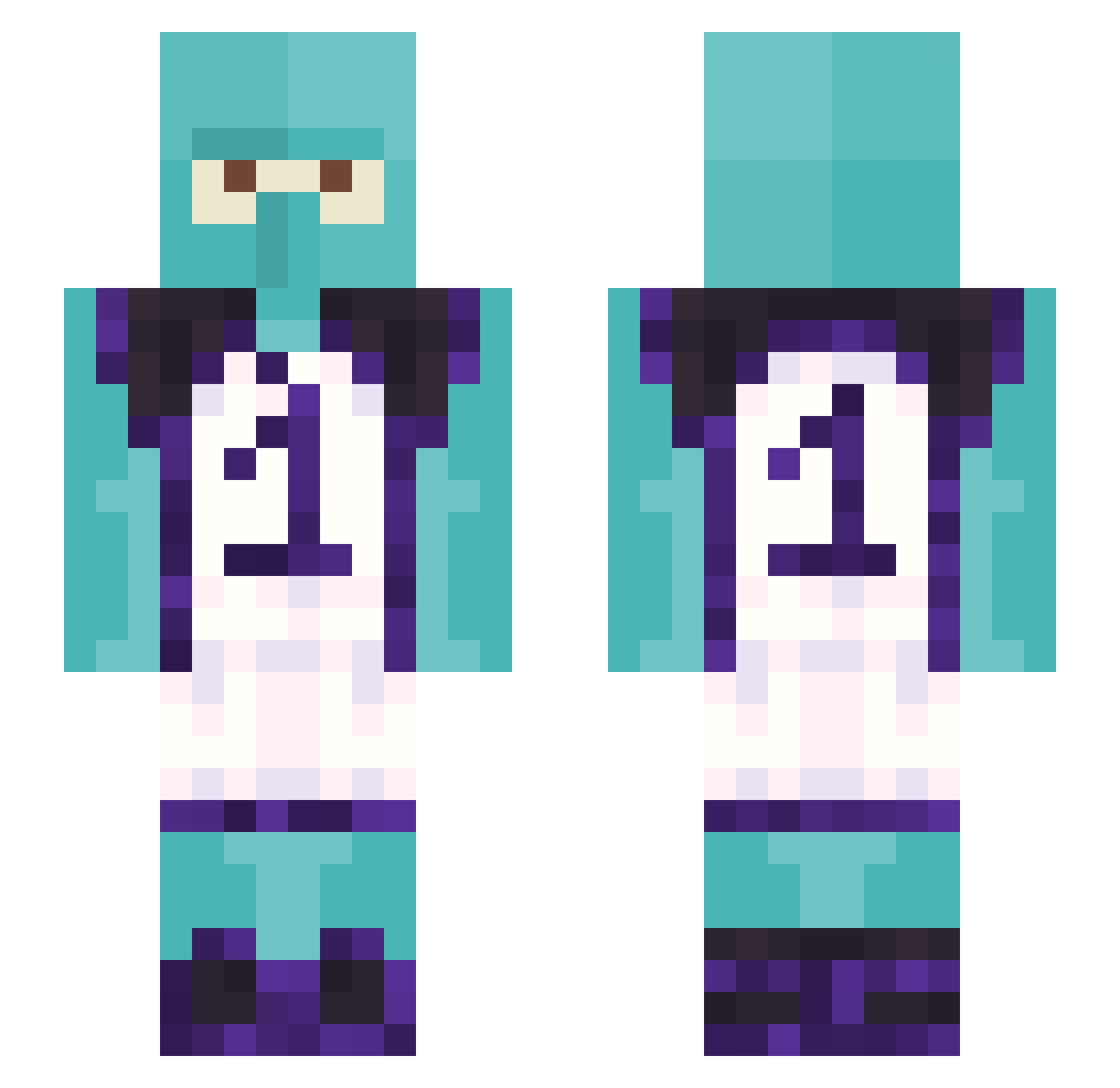 Fe42sAd Minecraft skin, front and back view