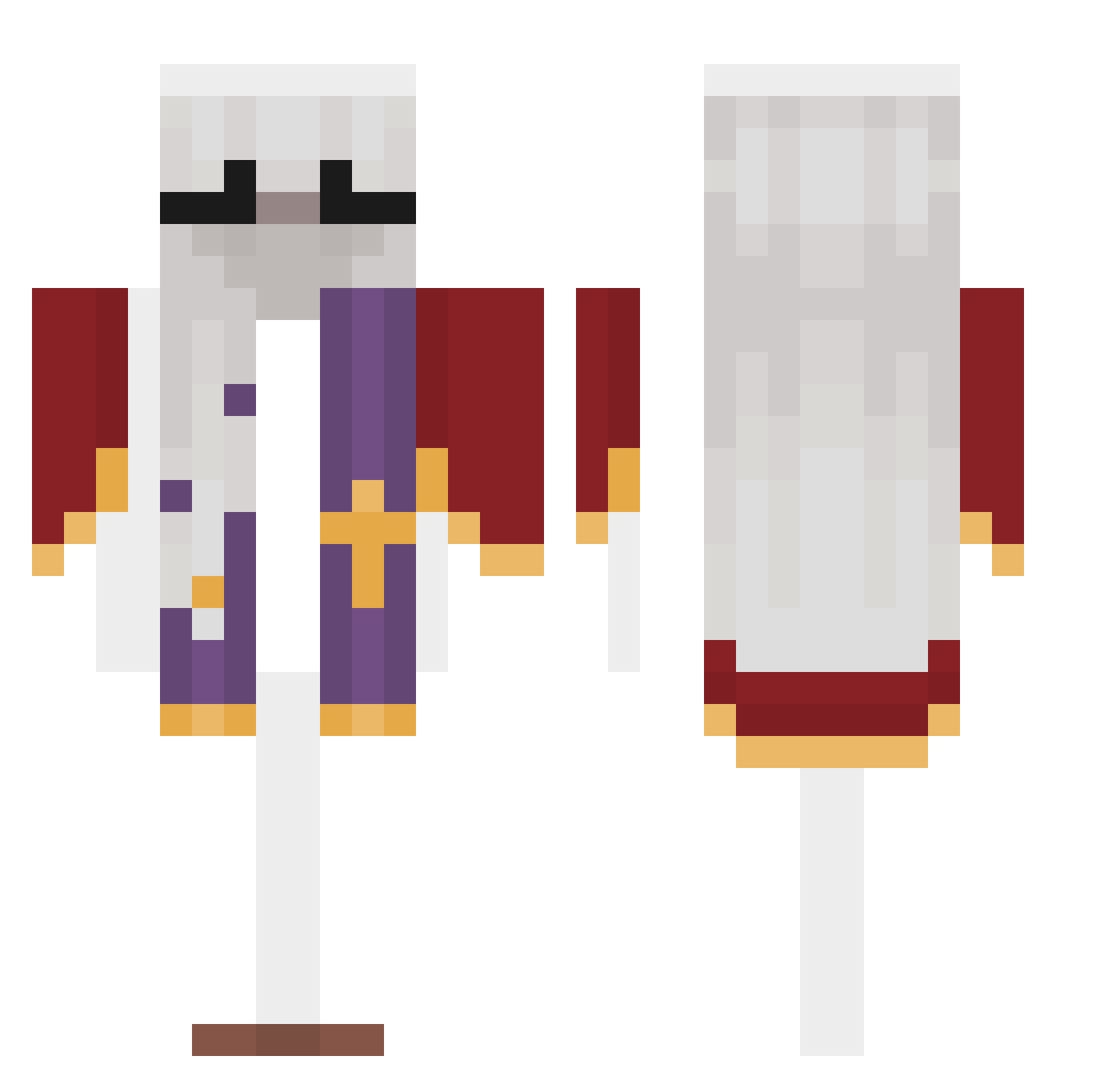 Catholically Minecraft skin, front and back view