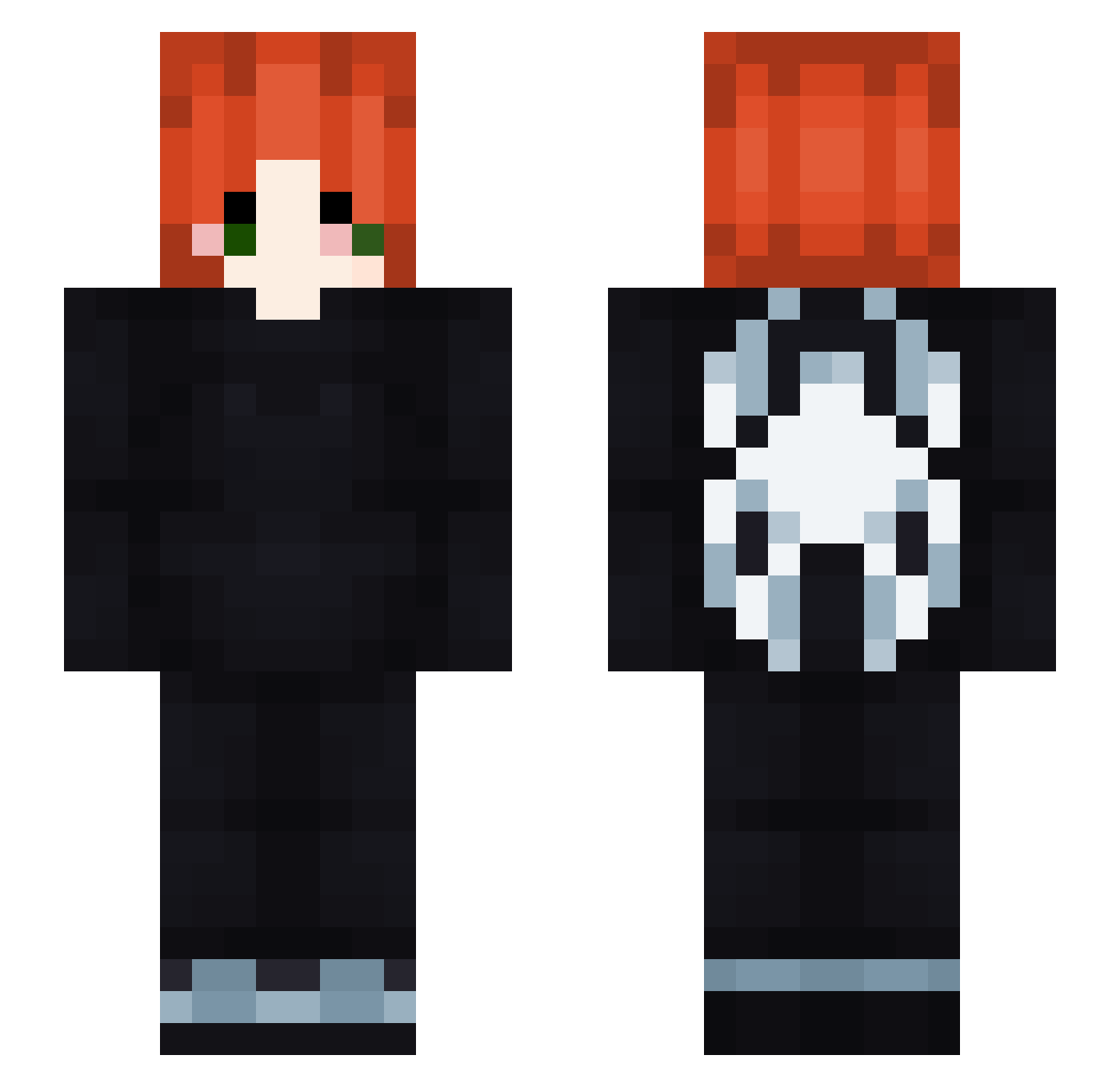 Ny2k Minecraft skin, front and back view