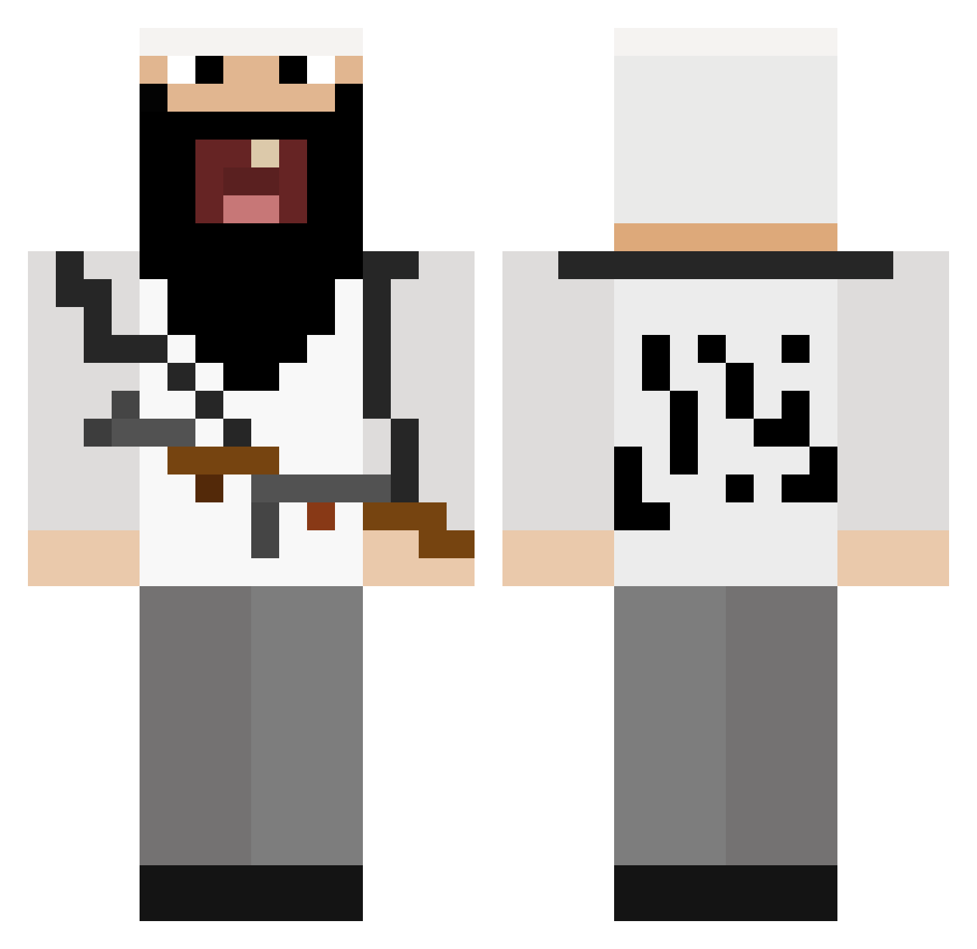 NoelHDX Minecraft skin, front and back view