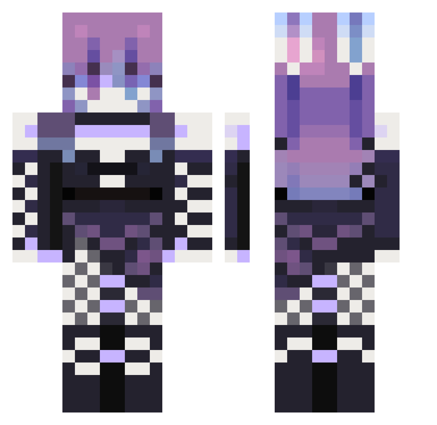 Elez Minecraft skin, front and back view