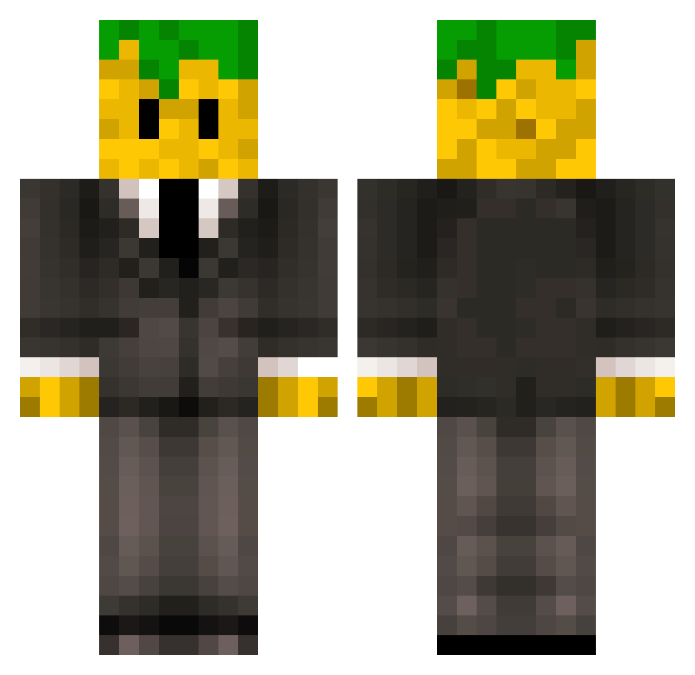 plneappIe Minecraft skin, front and back view