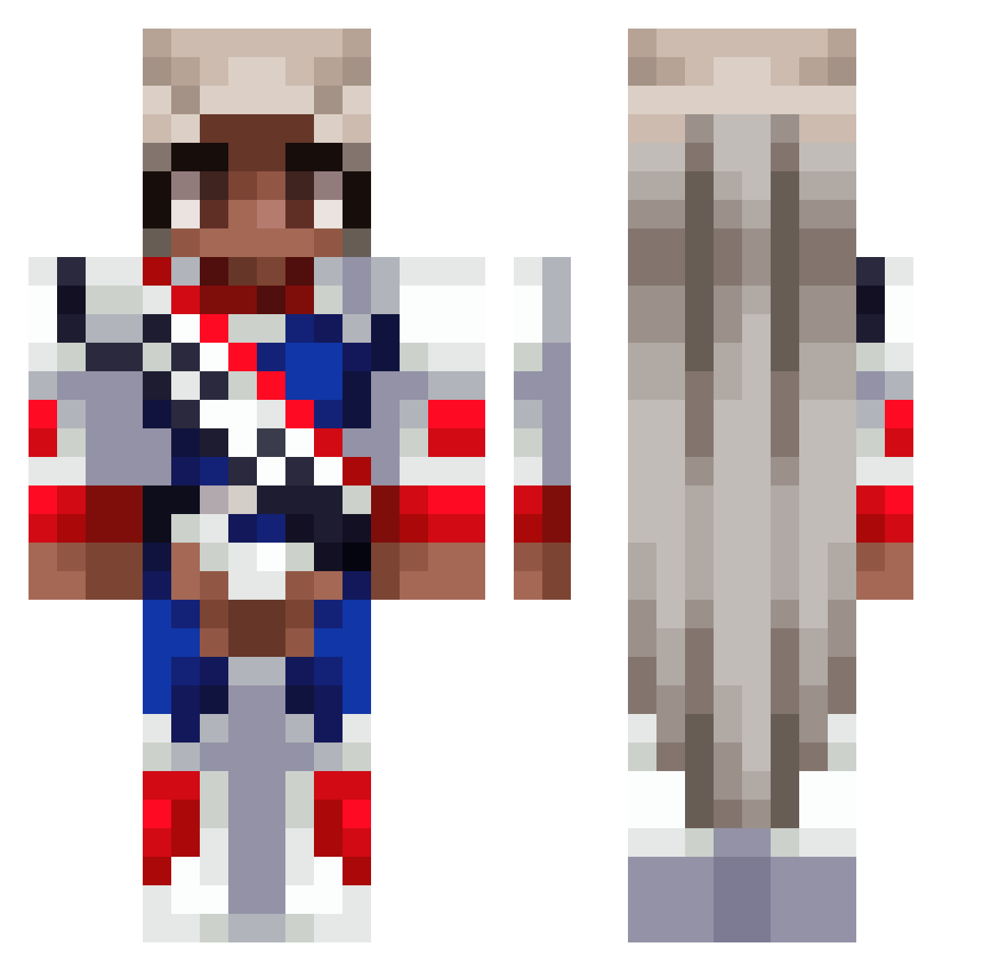 AUSgirl Minecraft skin, front and back view