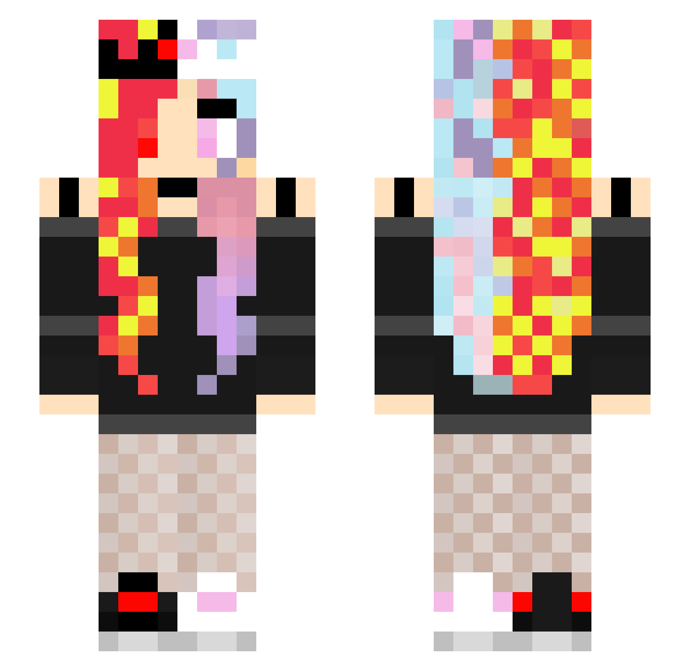 ZoeyLovesToGame Minecraft skin, front and back view