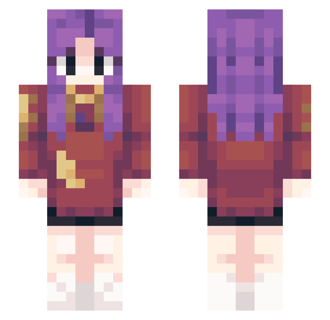 Dammsys Minecraft skin, front and back view