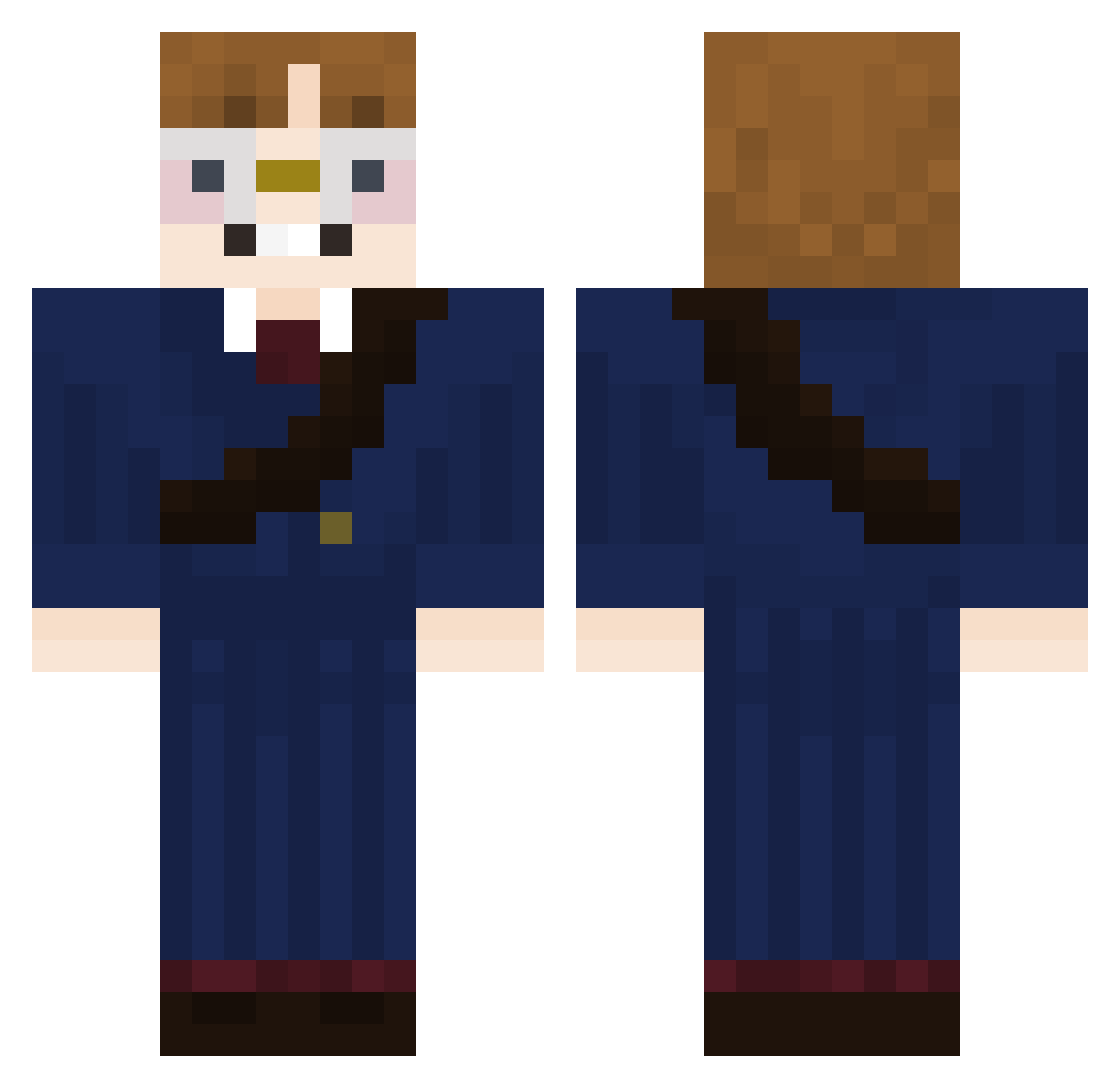 CaptainMoss Minecraft skin, front and back view
