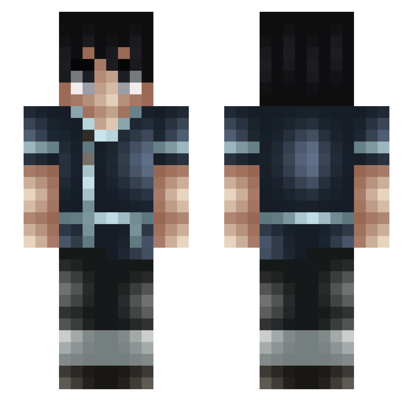 Muzaki Minecraft skin, front and back view