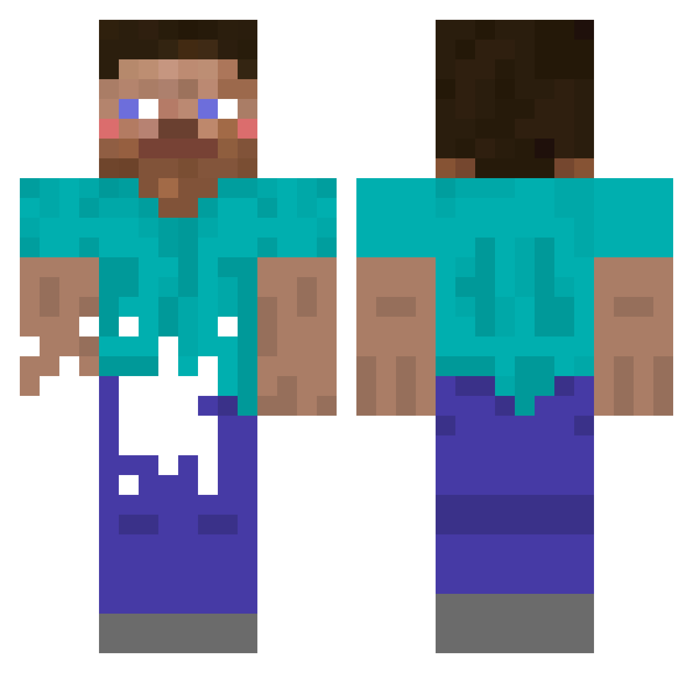 Darknada Minecraft skin, front and back view