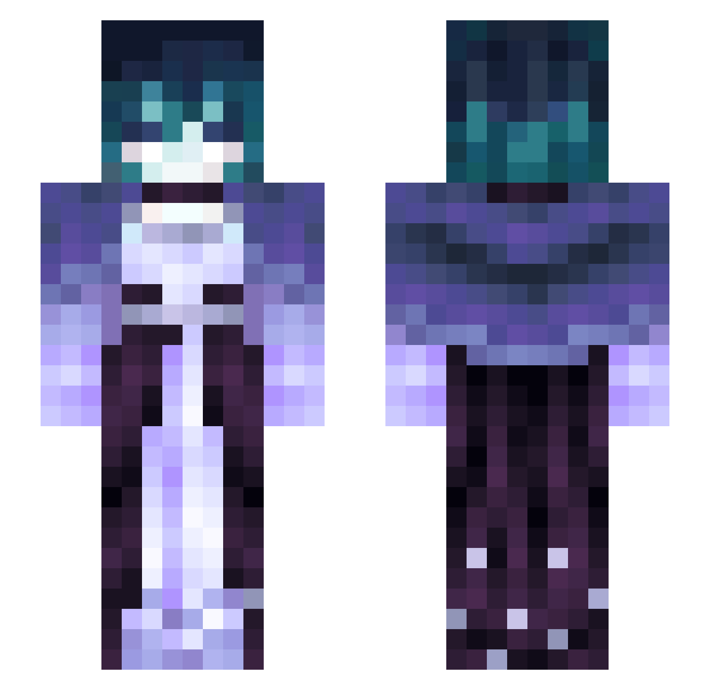 Moonylette Minecraft skin, front and back view