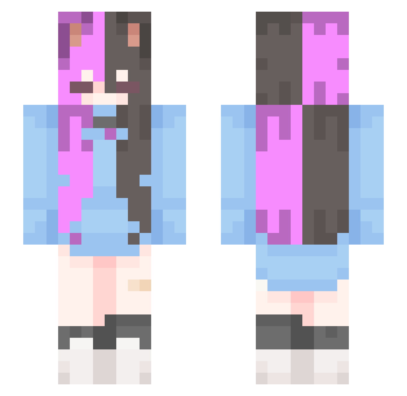 KyutieKills Minecraft skin, front and back view