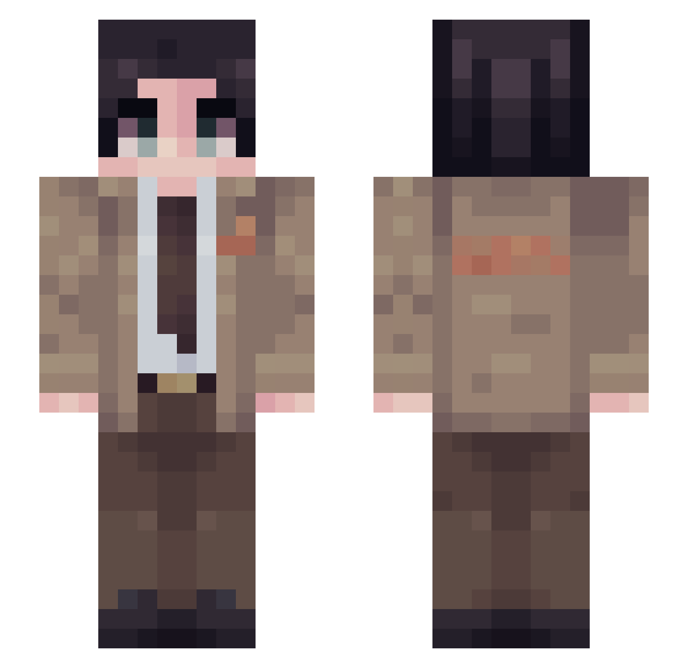 Fangiers Minecraft skin, front and back view