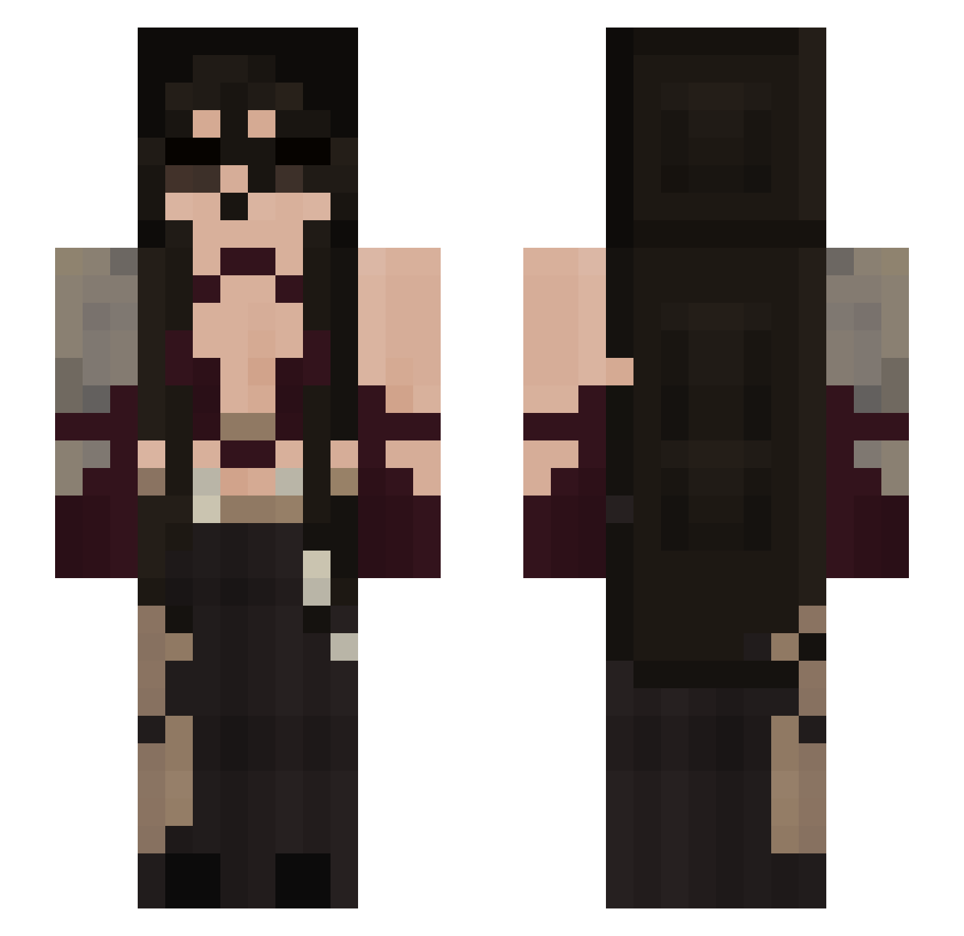 FentalityRp Minecraft skin, front and back view