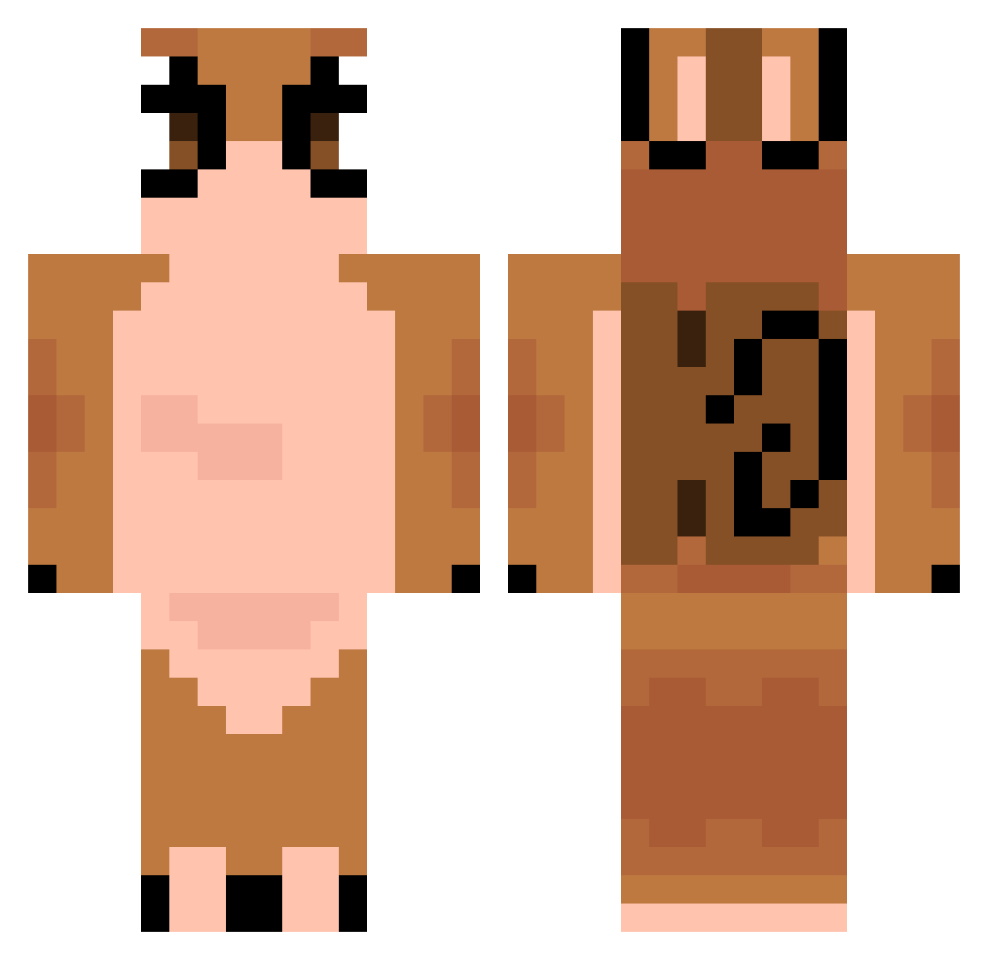 Shapespart Minecraft skin, front and back view