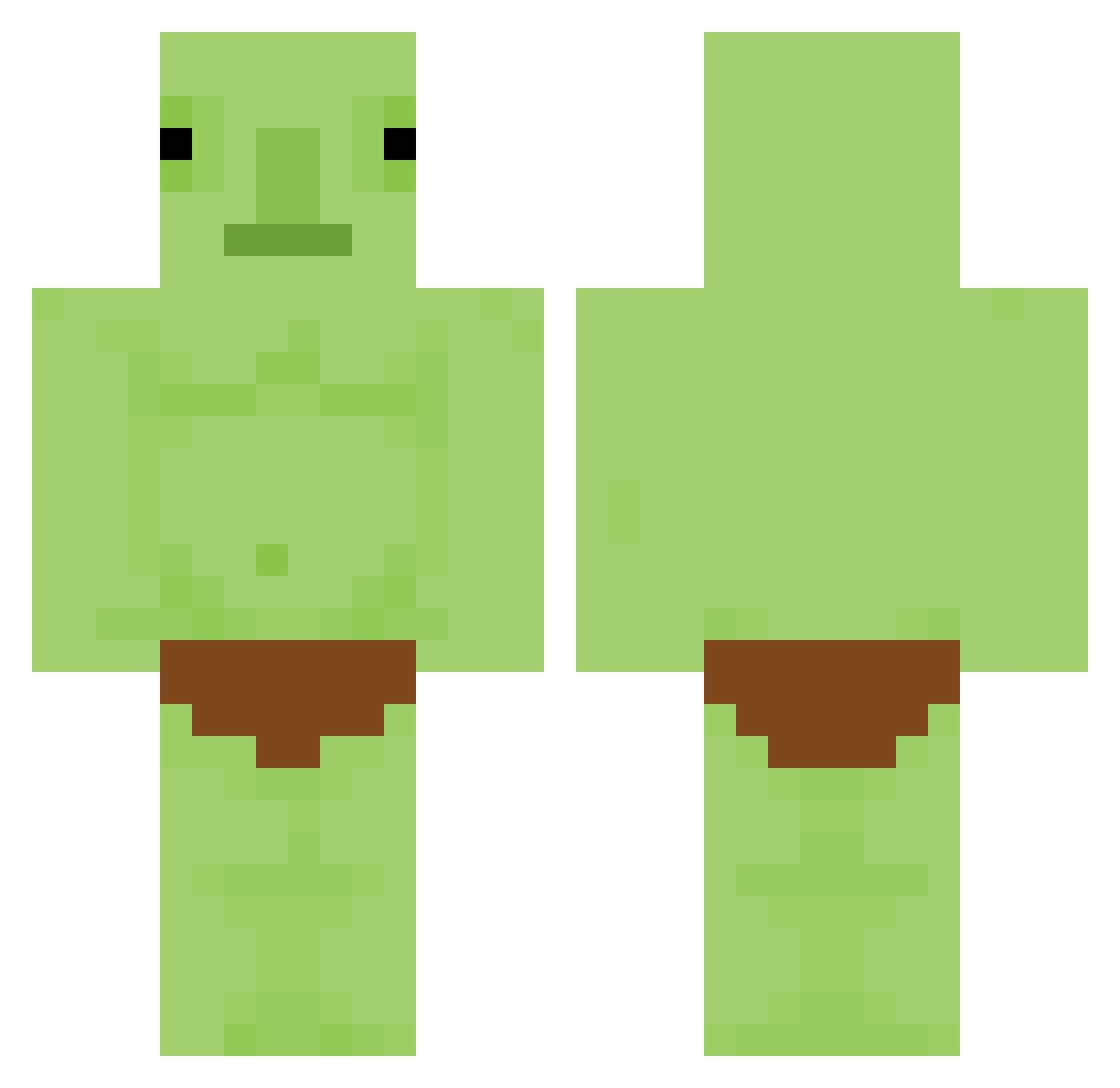 goblingook Minecraft skin, front and back view