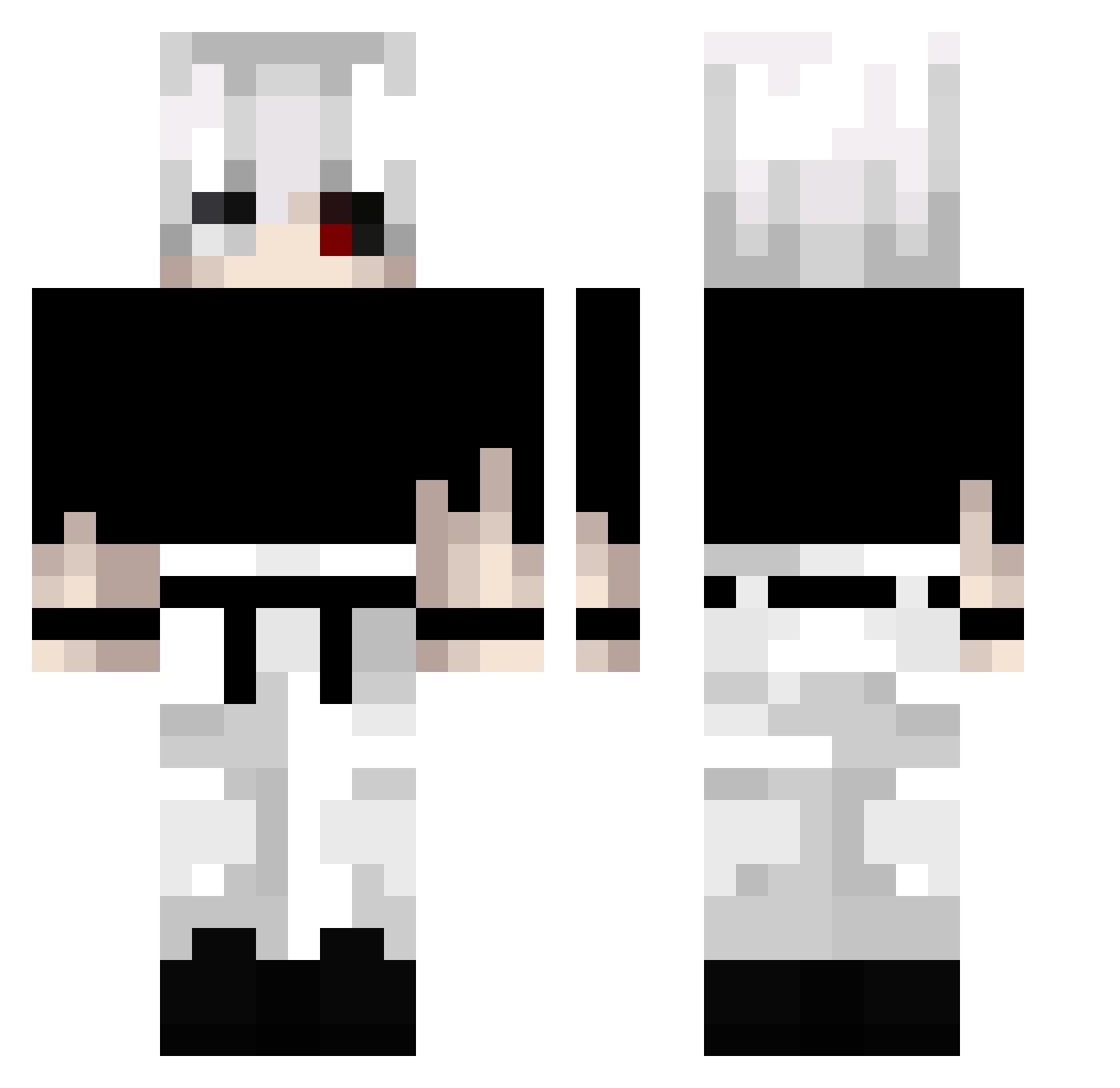 NegativeIX Minecraft skin, front and back view