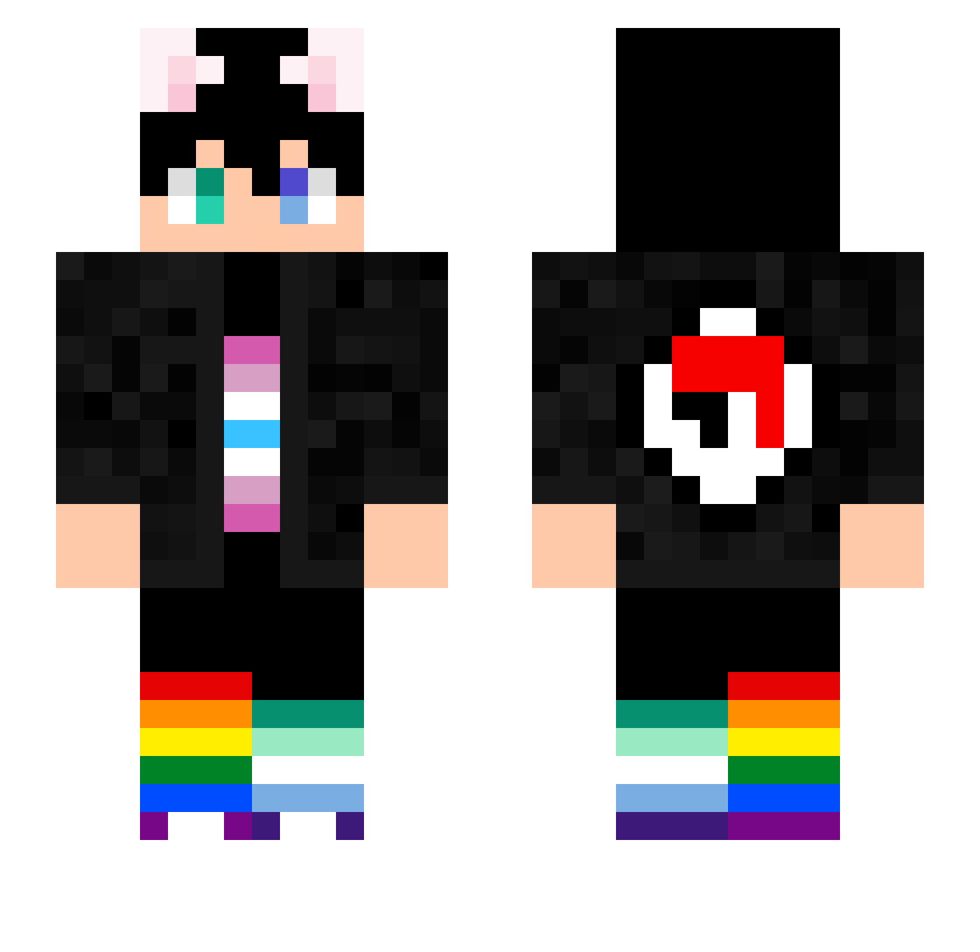PerPlexiyGlas Minecraft skin, front and back view