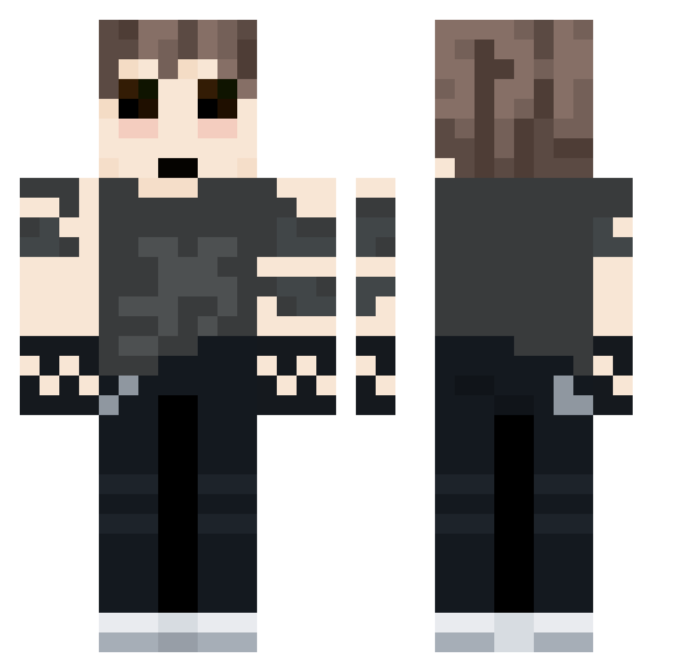 PhysFun Minecraft skin, front and back view