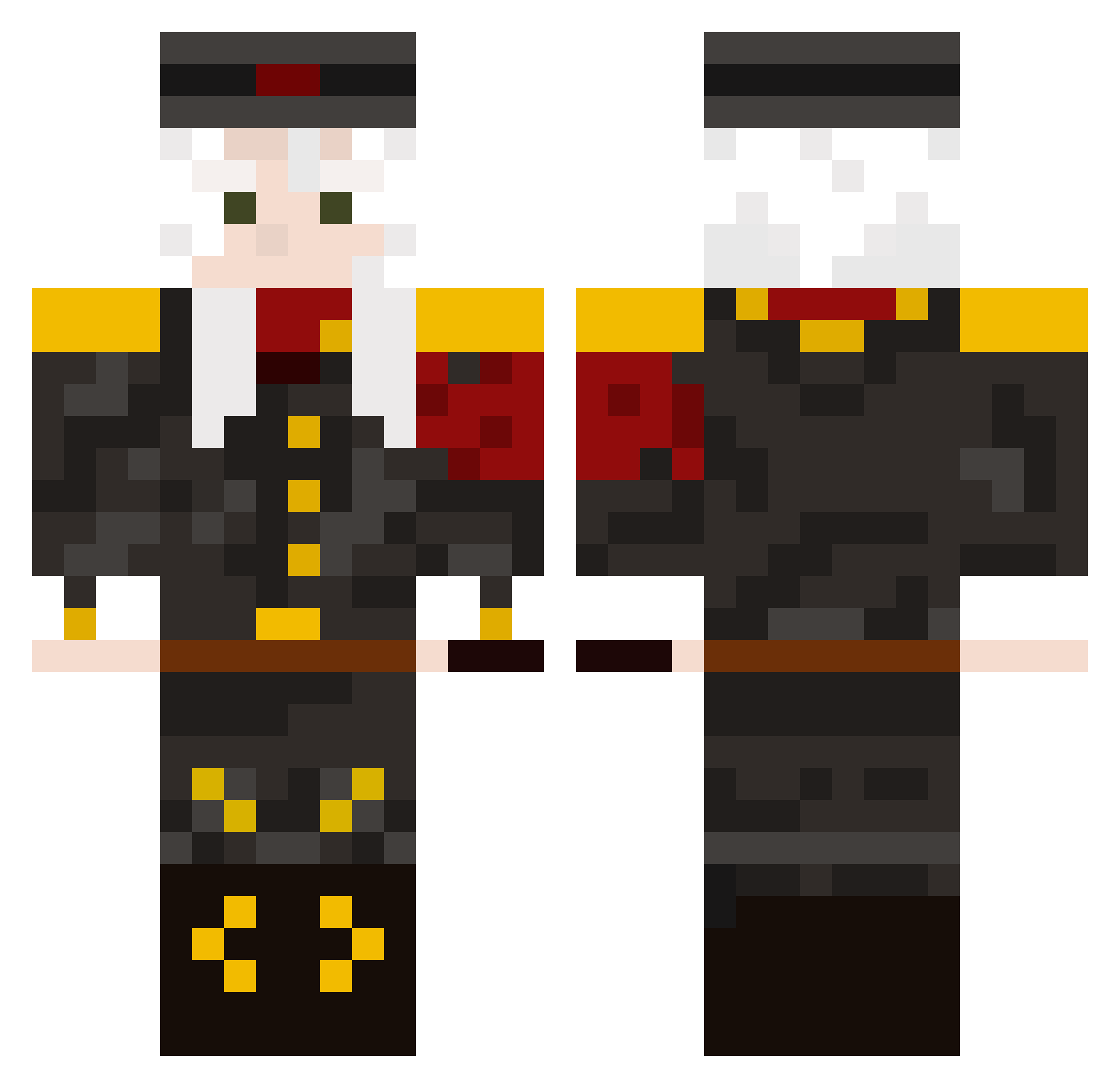 Analogukun Minecraft skin, front and back view