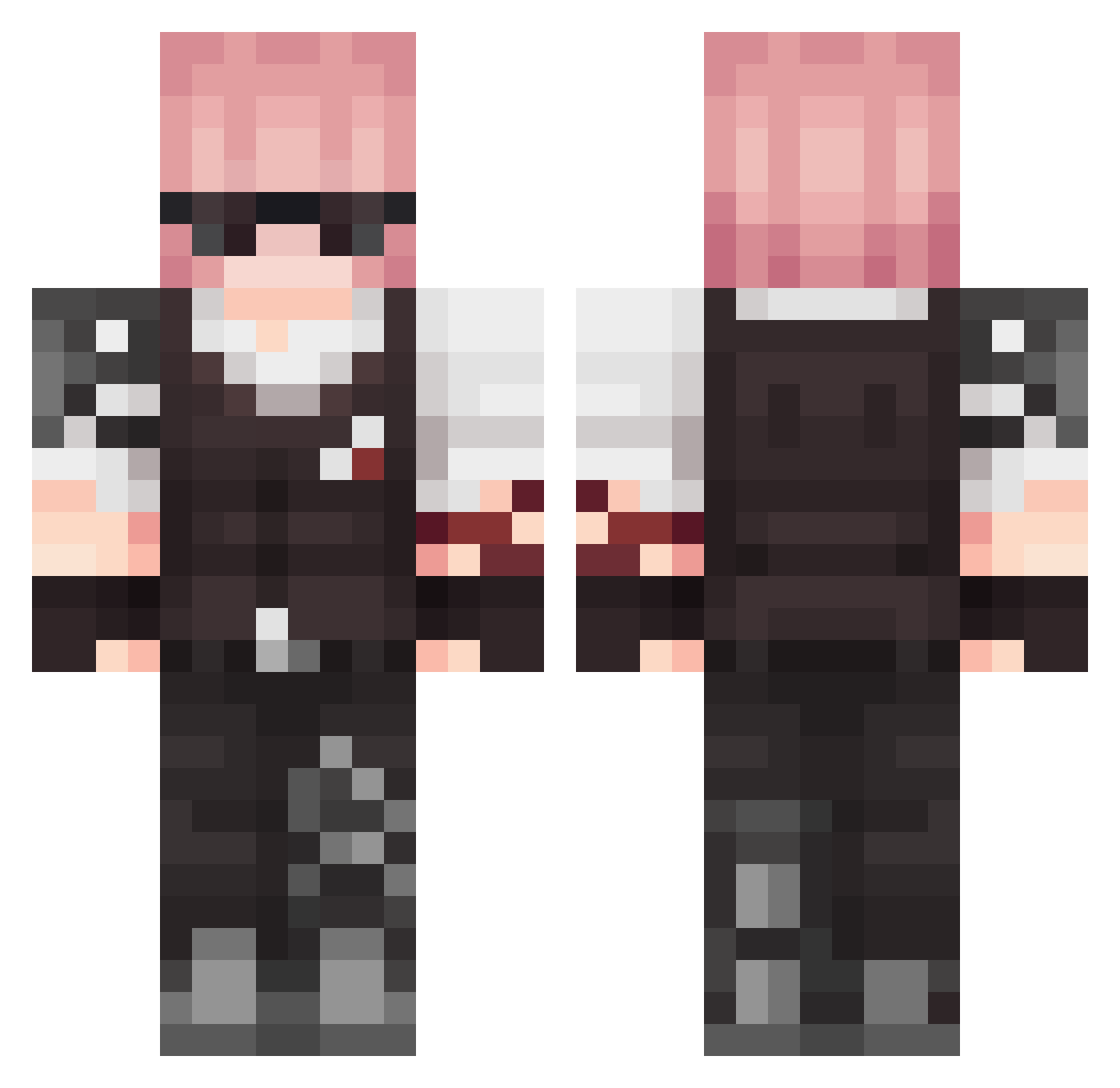 hazugera Minecraft skin, front and back view