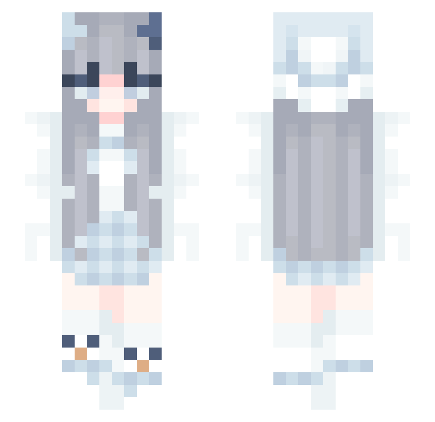 Rosietheknight Minecraft skin, front and back view