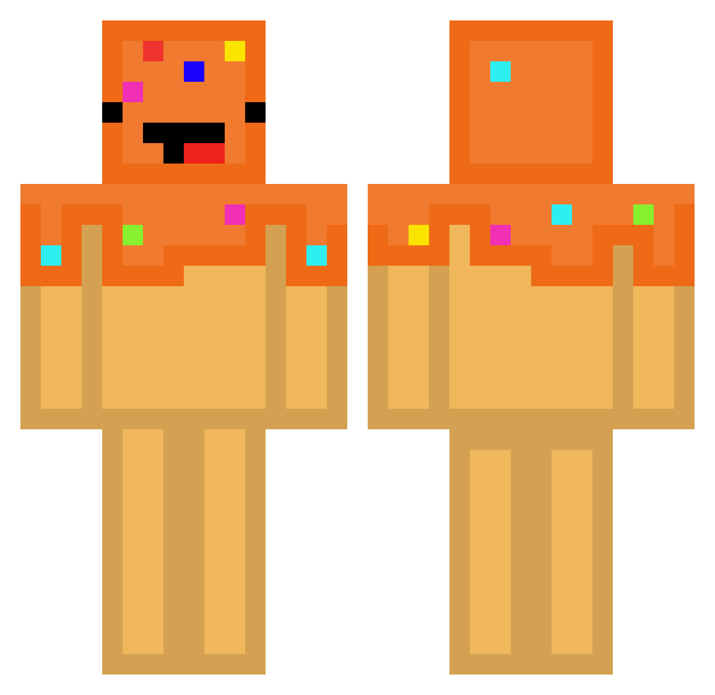 qrpl Minecraft skin, front and back view
