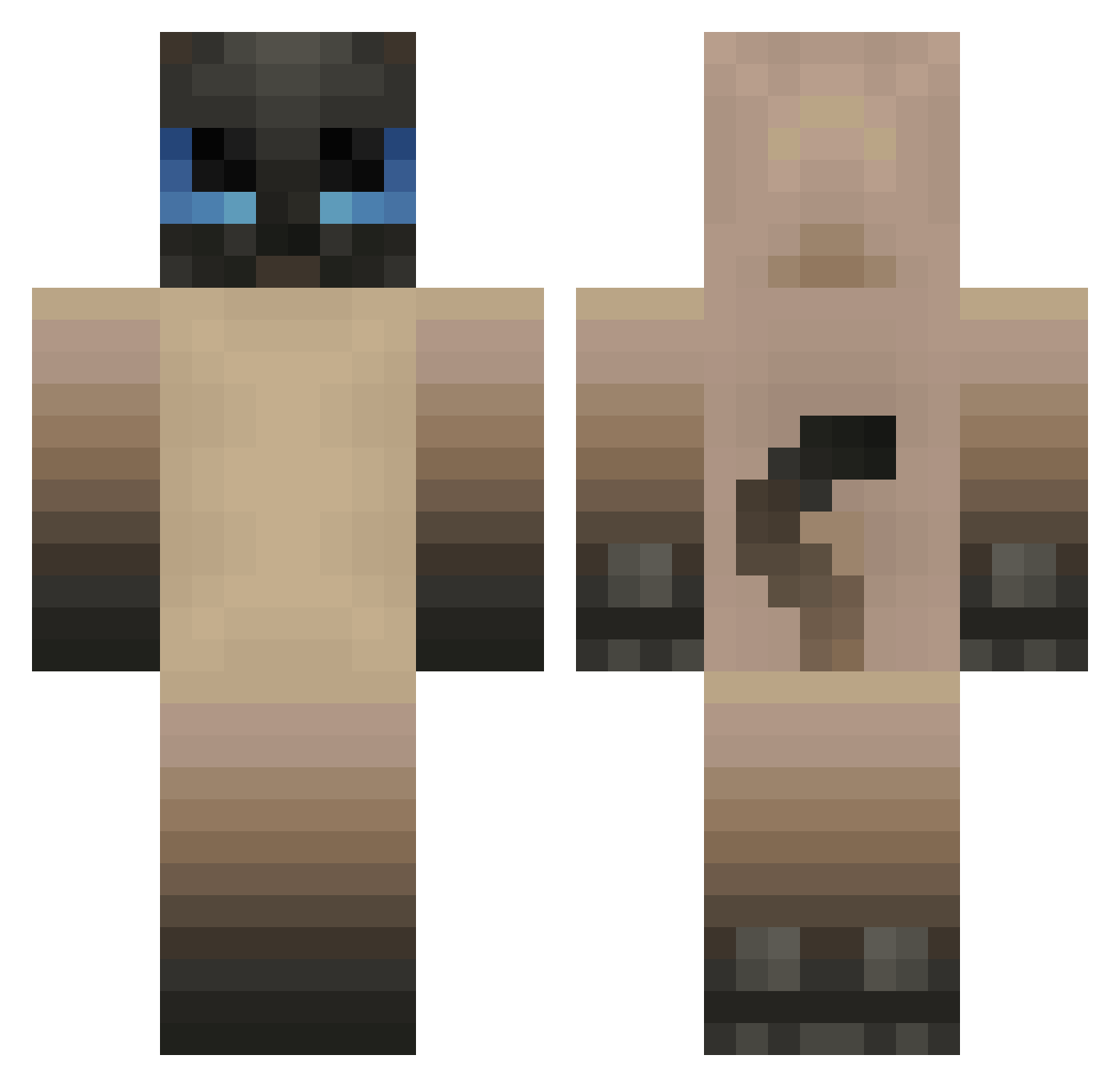 iiyr Minecraft skin, front and back view