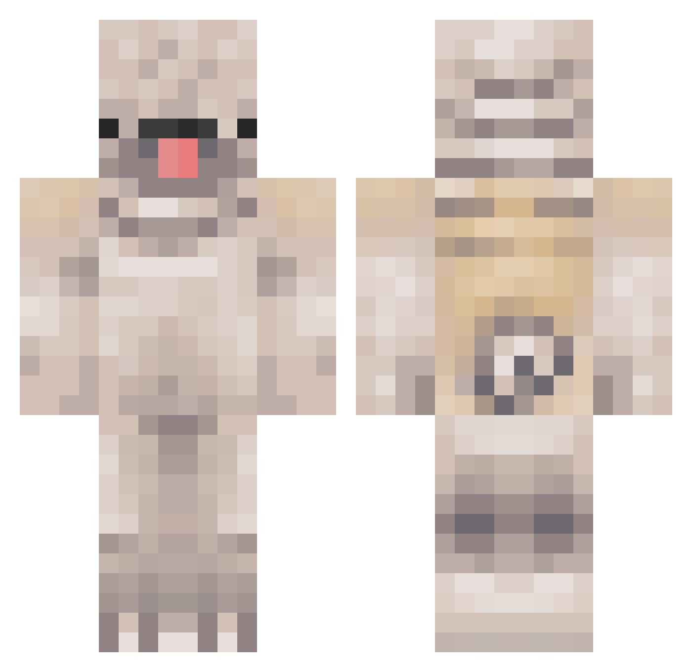 Valuated Minecraft skin, front and back view