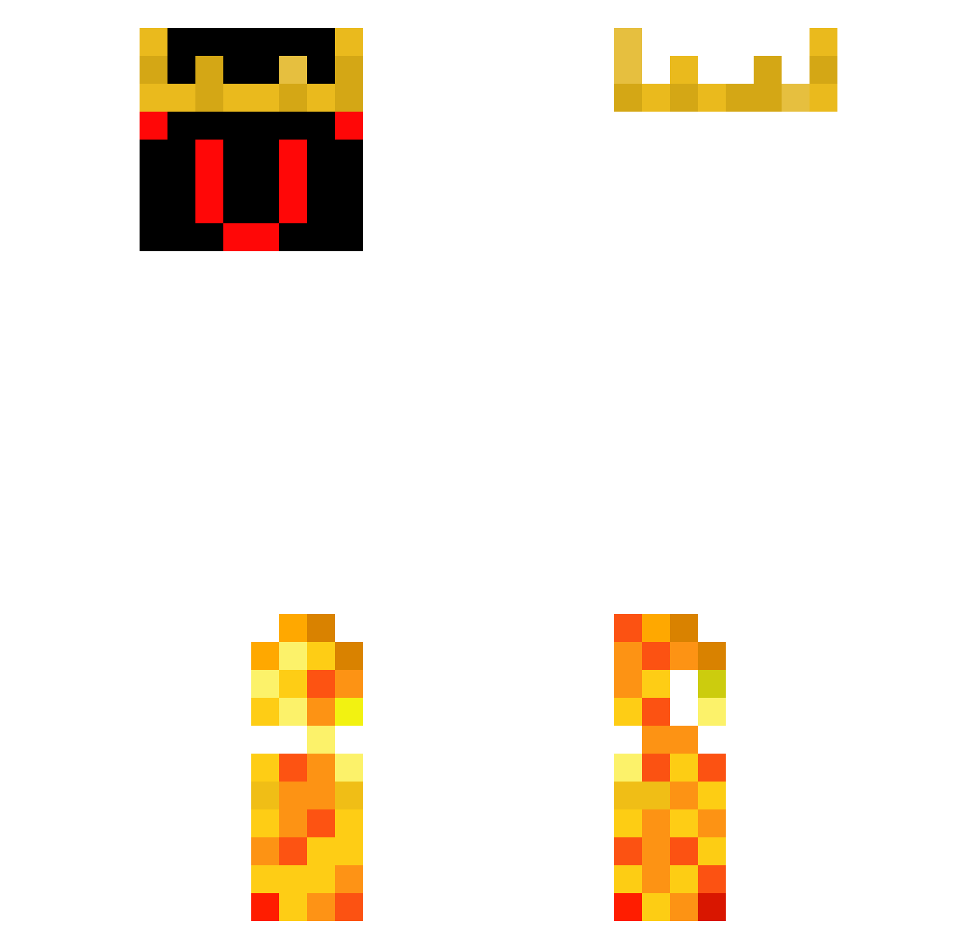 Flame_E Minecraft skin, front and back view