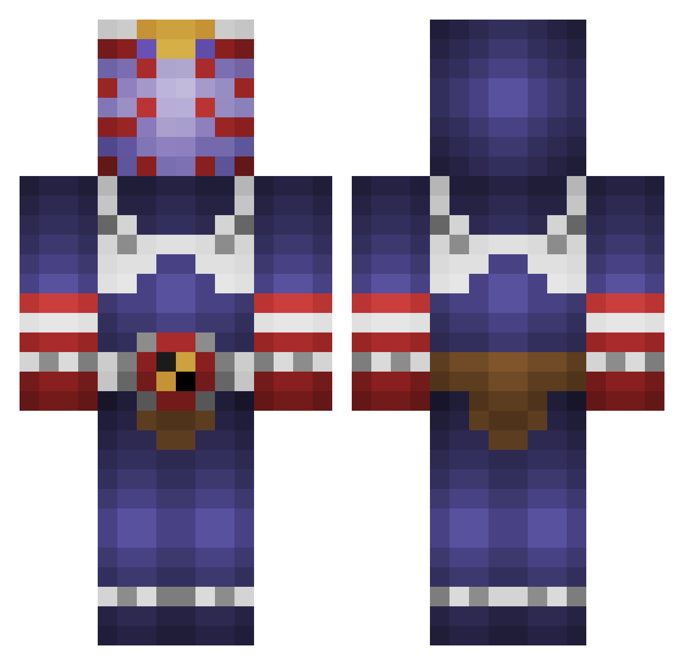 Nesachi Minecraft skin, front and back view
