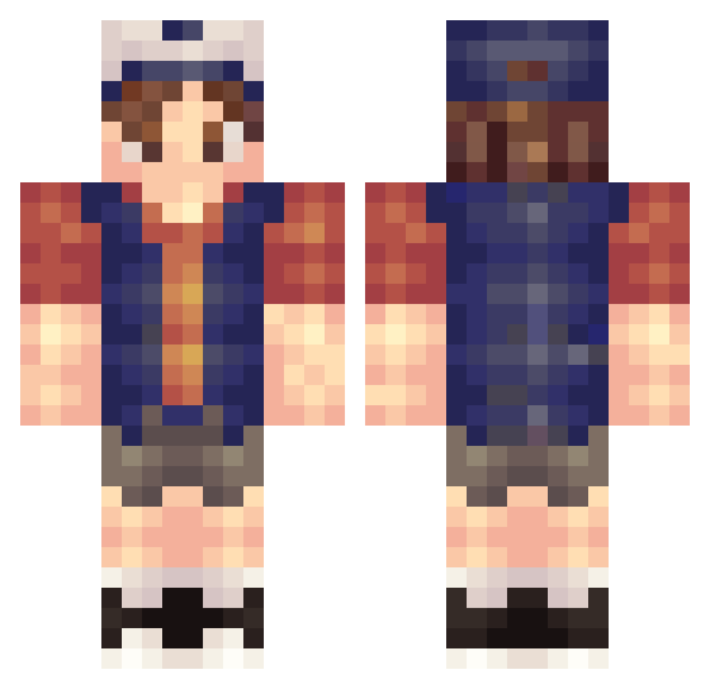 Crises Minecraft skin, front and back view