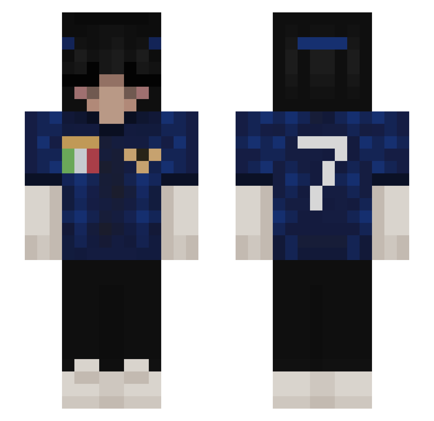 Reexamine Minecraft skin, front and back view