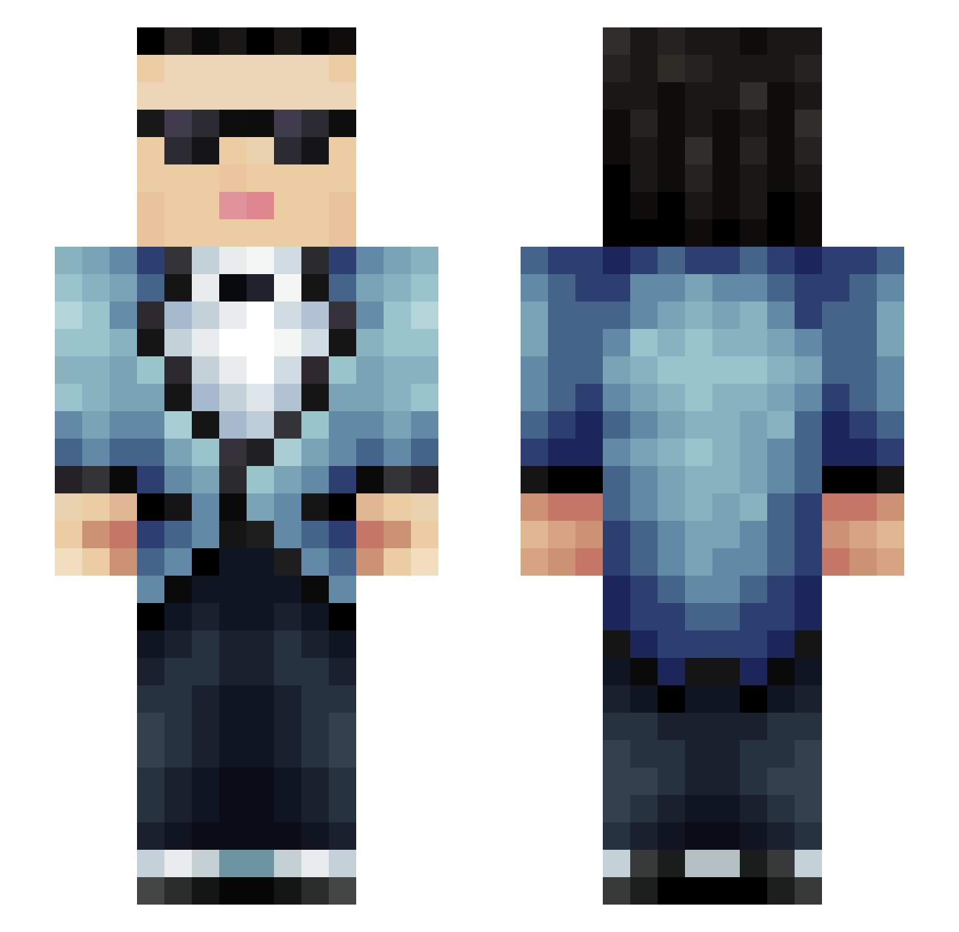 Muddles Minecraft skin, front and back view