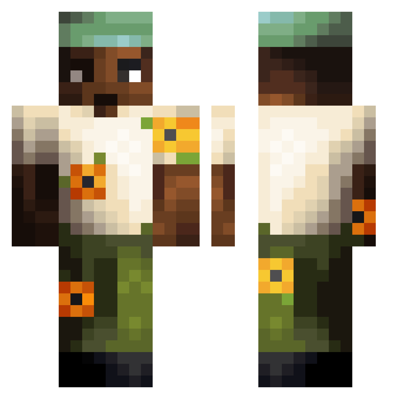 TheMineCartel Minecraft skin, front and back view