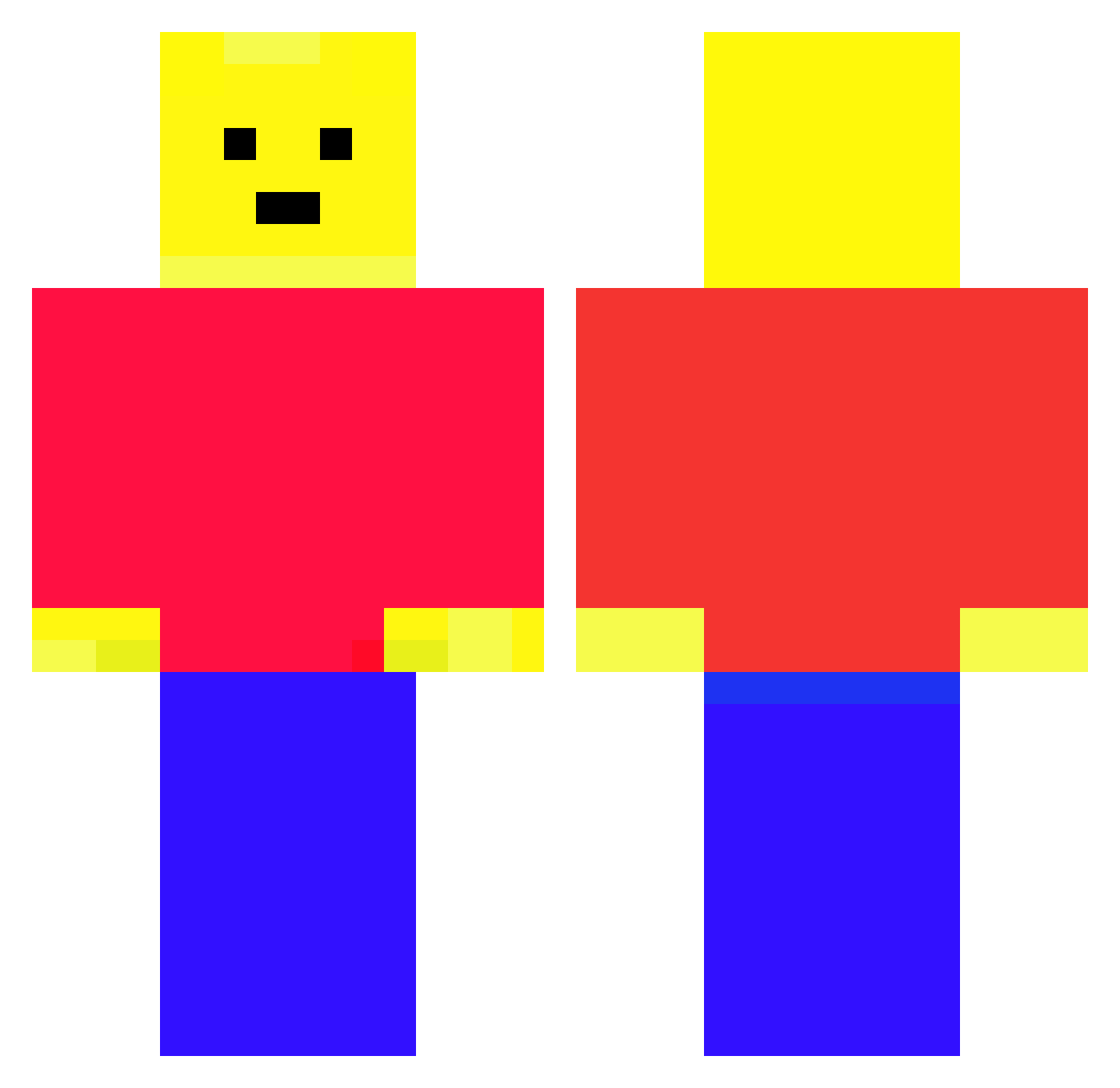 PineNApp Minecraft skin, front and back view