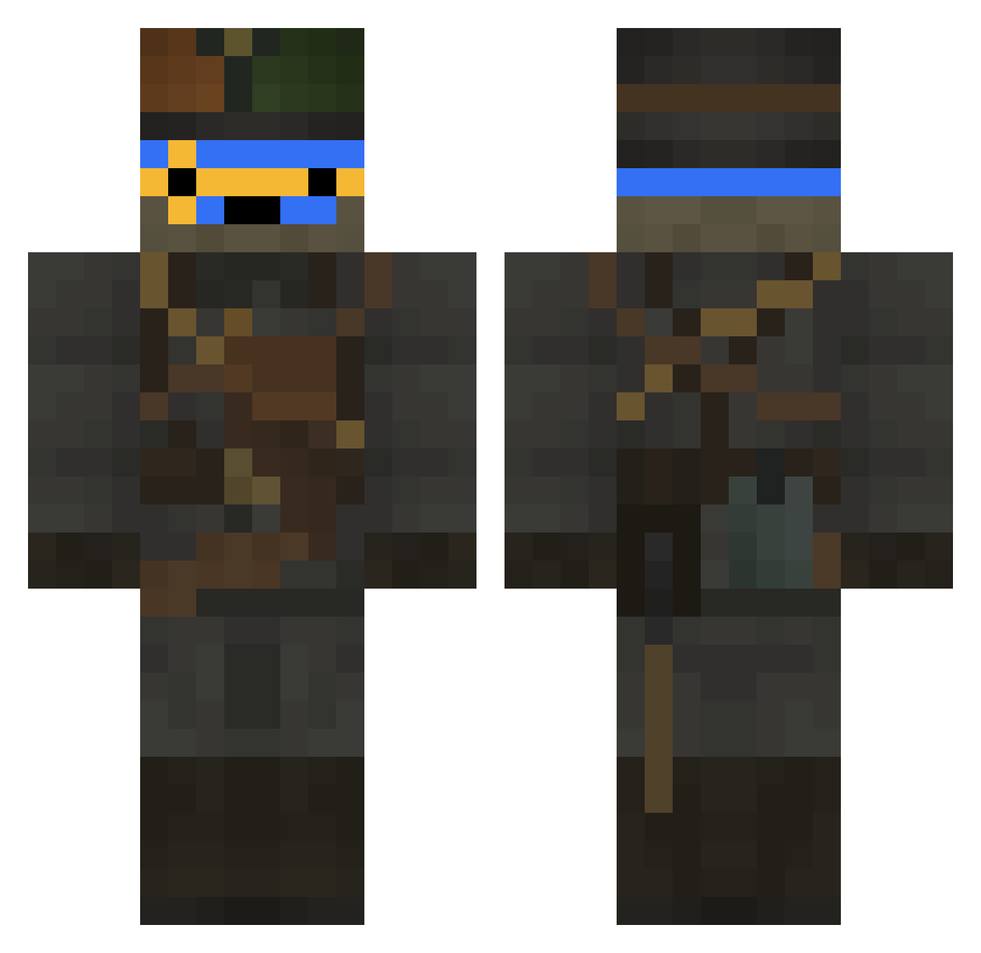 Jontisch0 Minecraft skin, front and back view