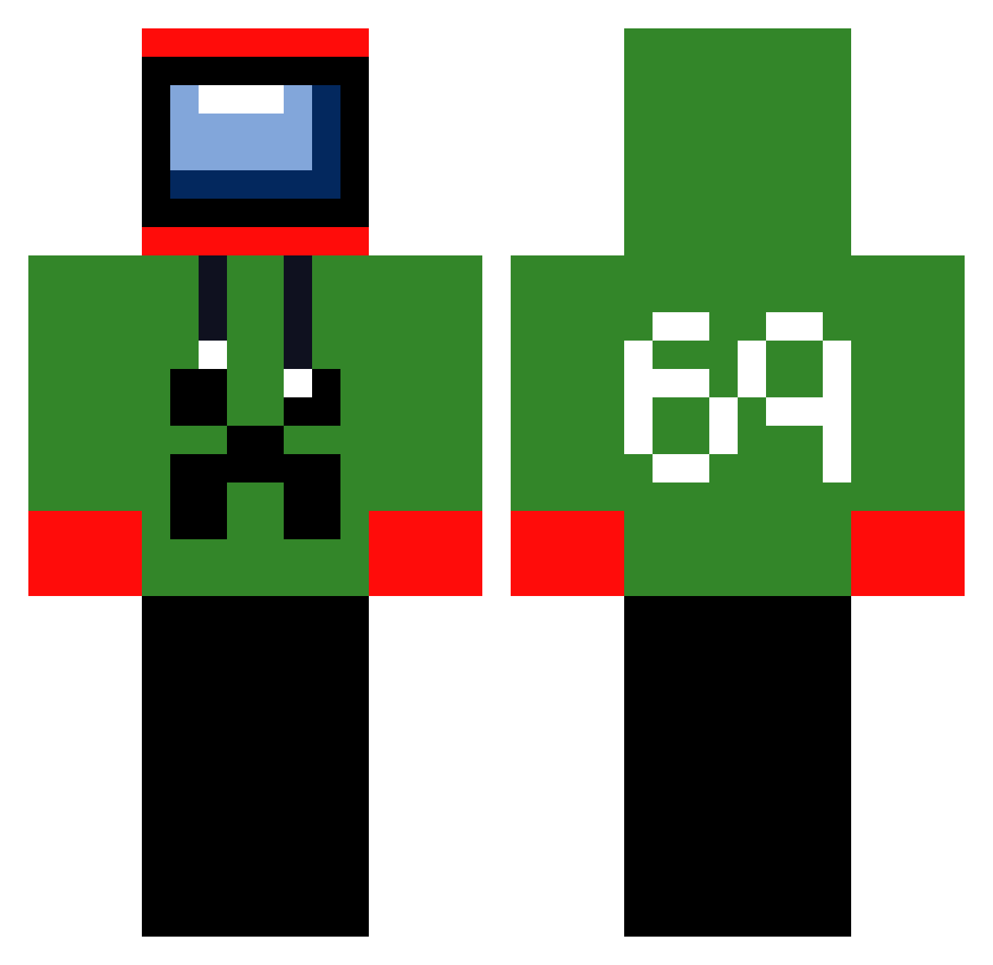 Tisum Minecraft skin, front and back view