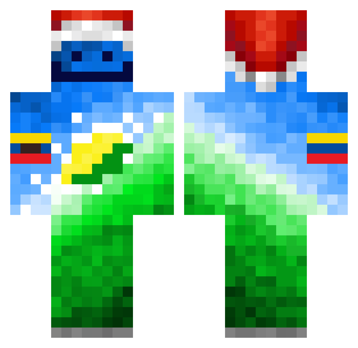 LSprite Minecraft skin, front and back view