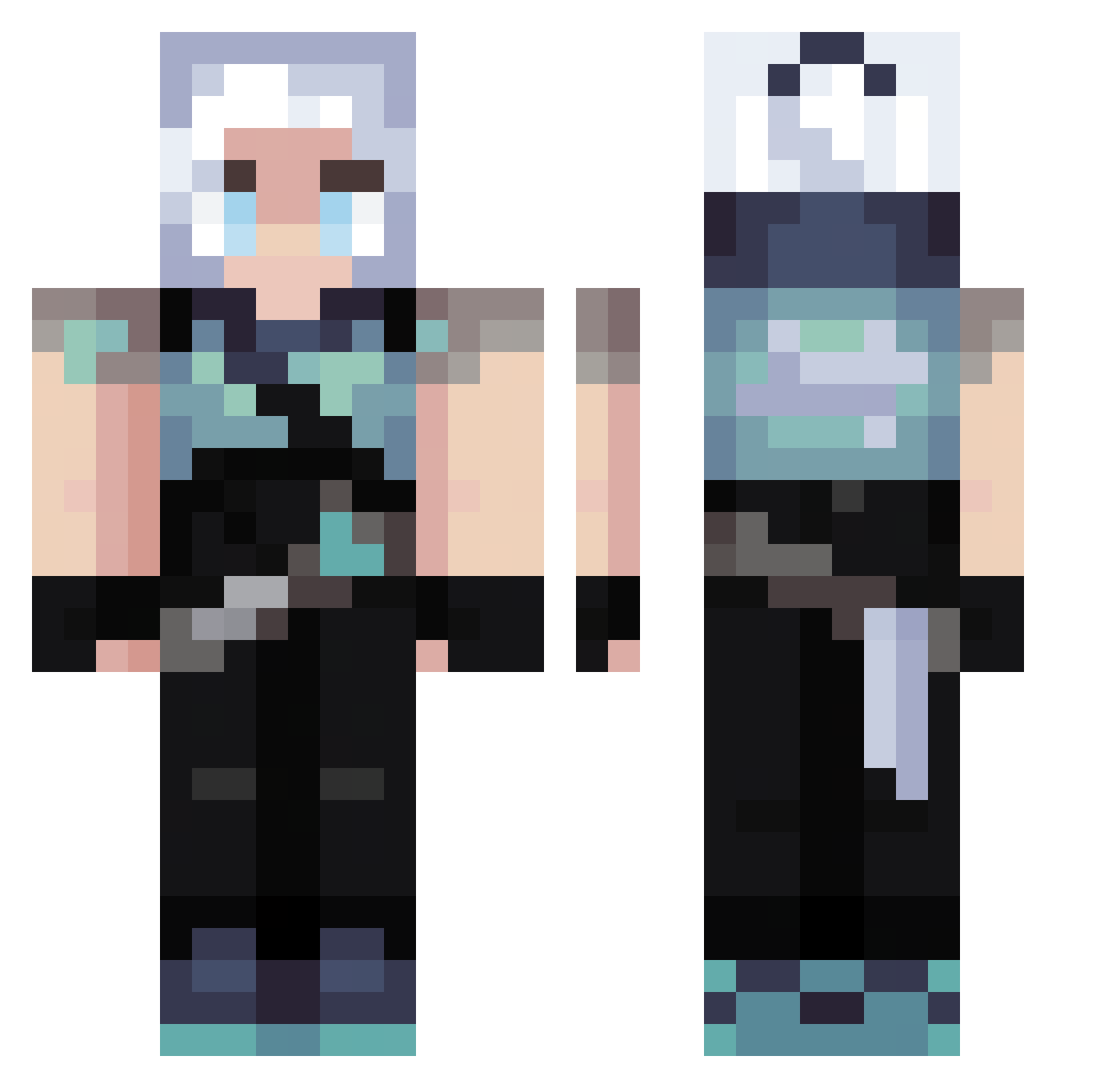 tumv Minecraft skin, front and back view