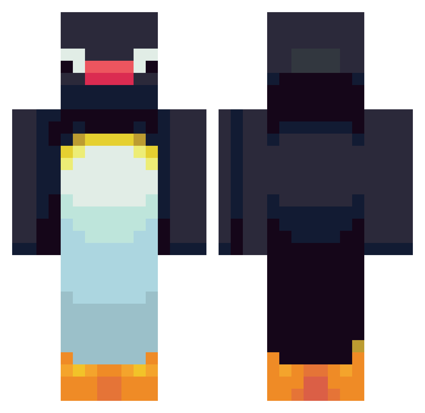 BZz1n Minecraft skin, front and back view