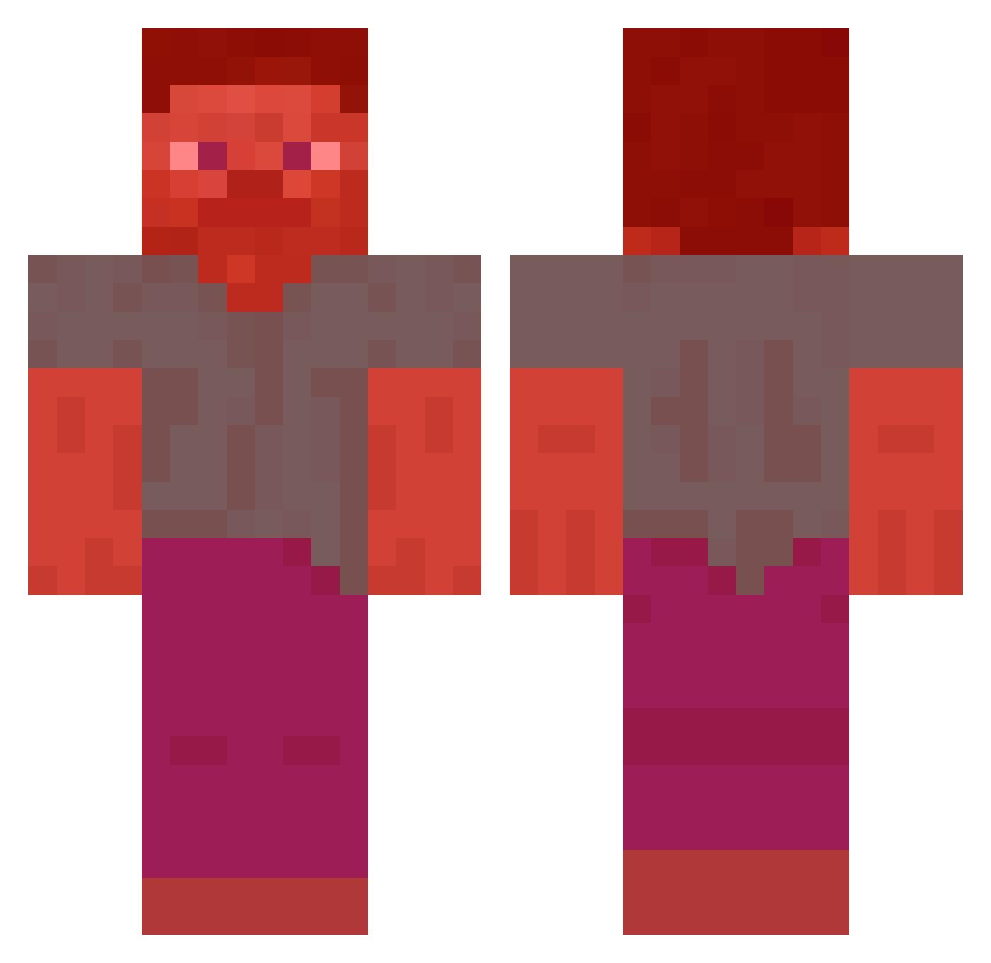 lcui Minecraft skin, front and back view