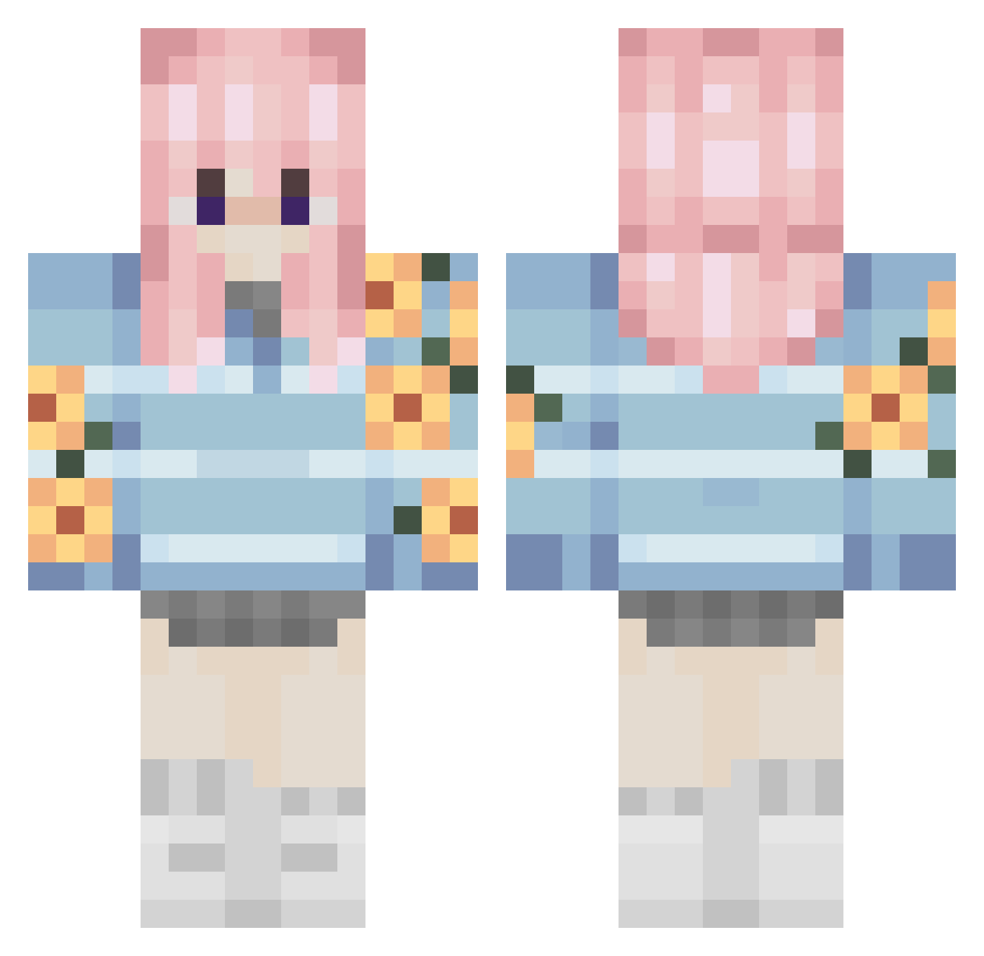 Redin_skulls Minecraft skin, front and back view