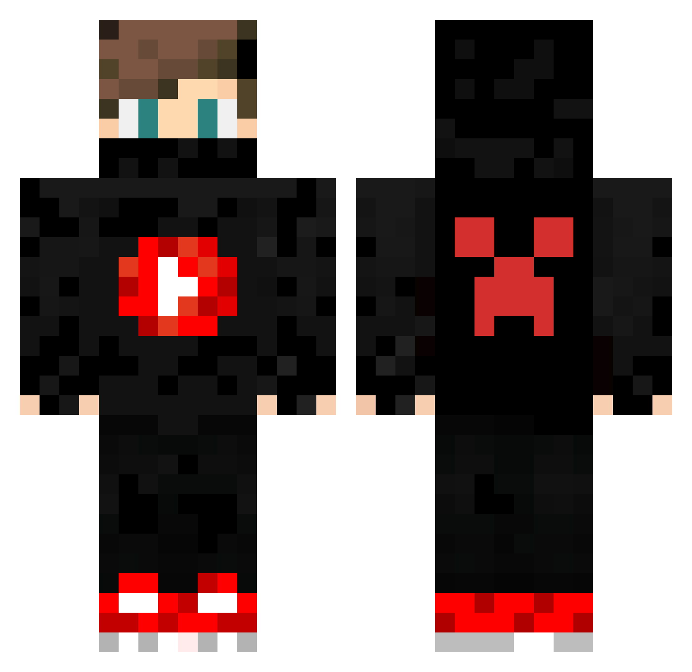 NightcreeperYT Minecraft skin, front and back view