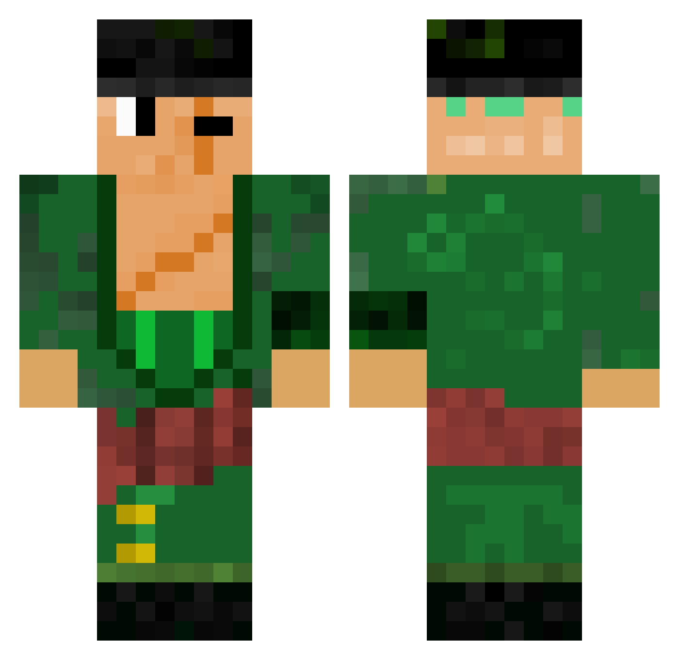 RebornReason Minecraft skin, front and back view