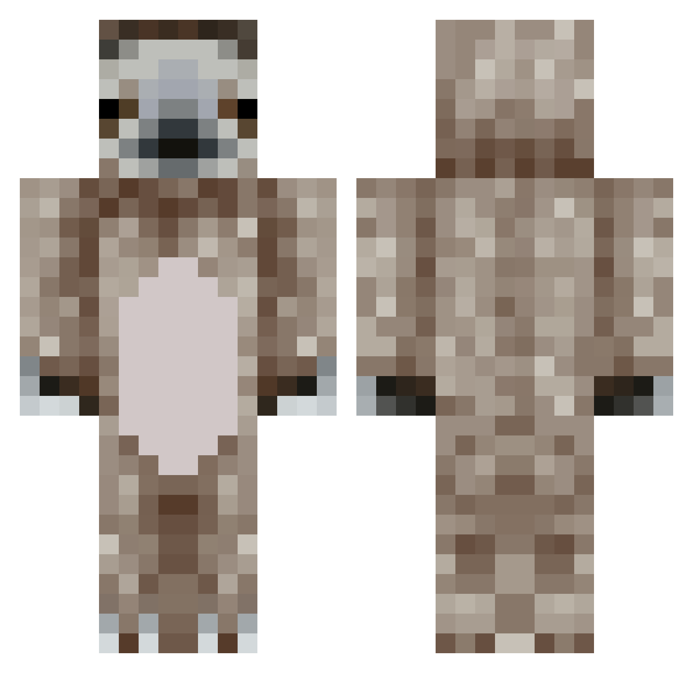 pigglesnart Minecraft skin, front and back view