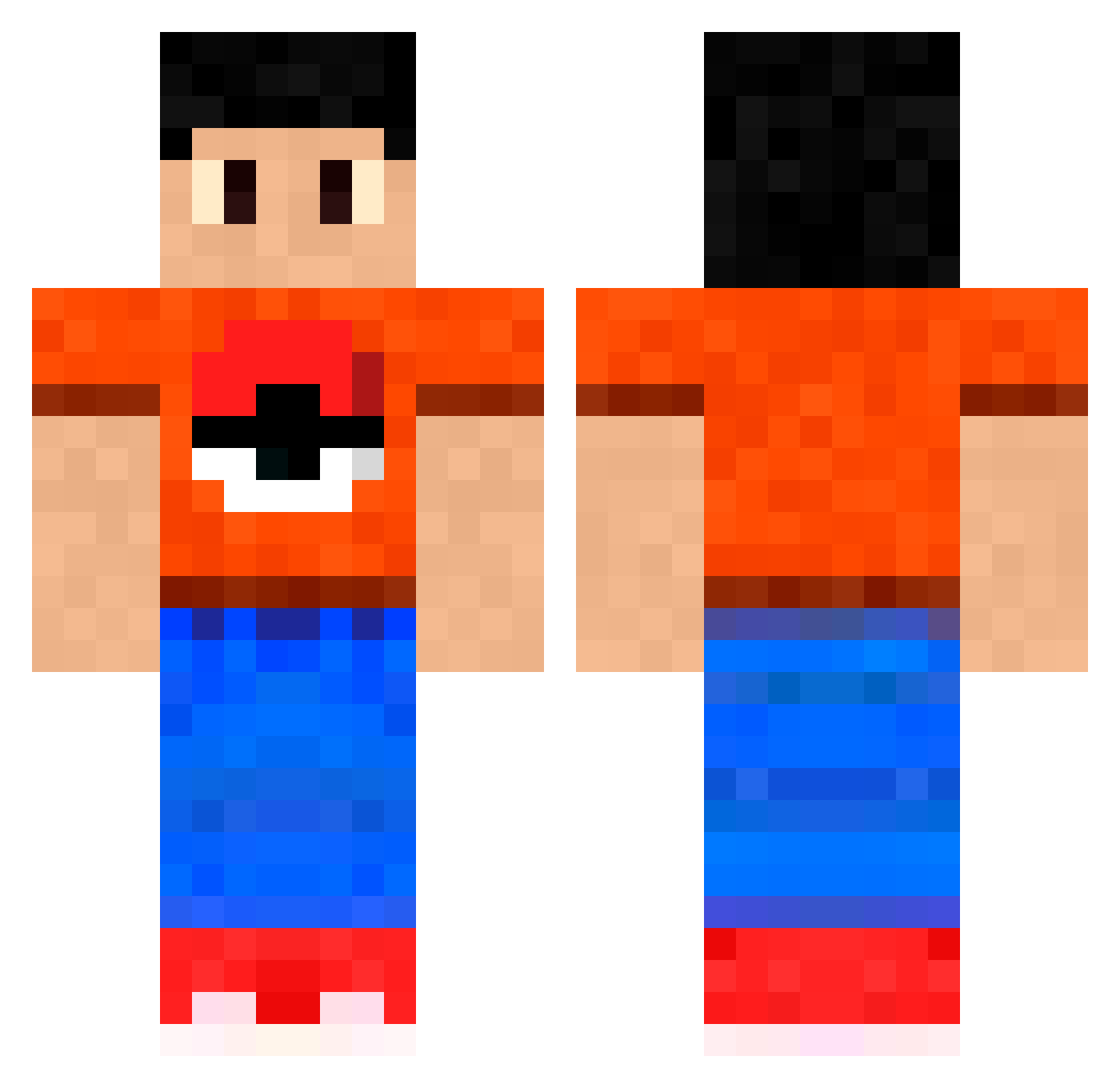 MunchingOrange Minecraft skin, front and back view