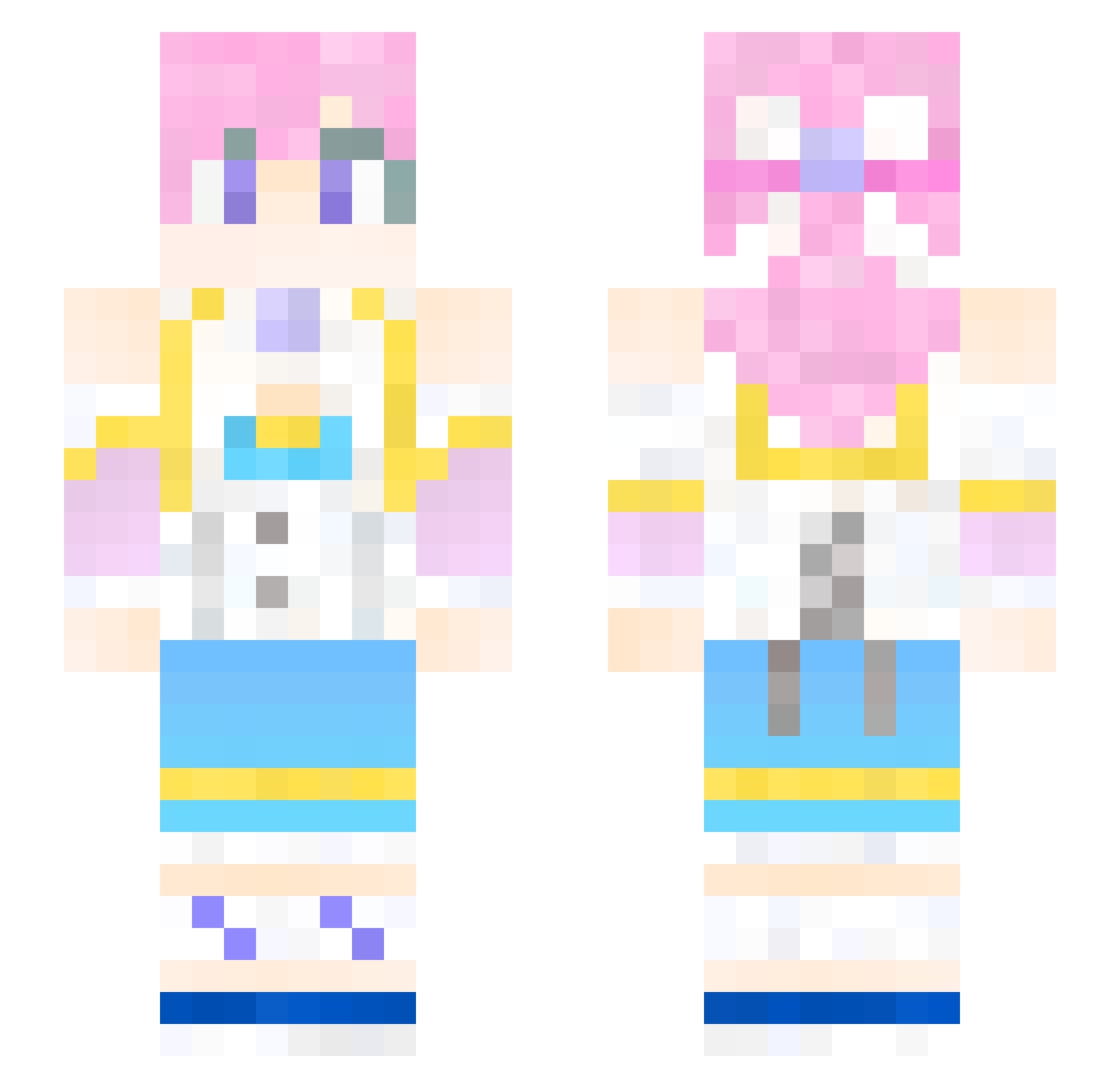 HANAchacha Minecraft skin, front and back view