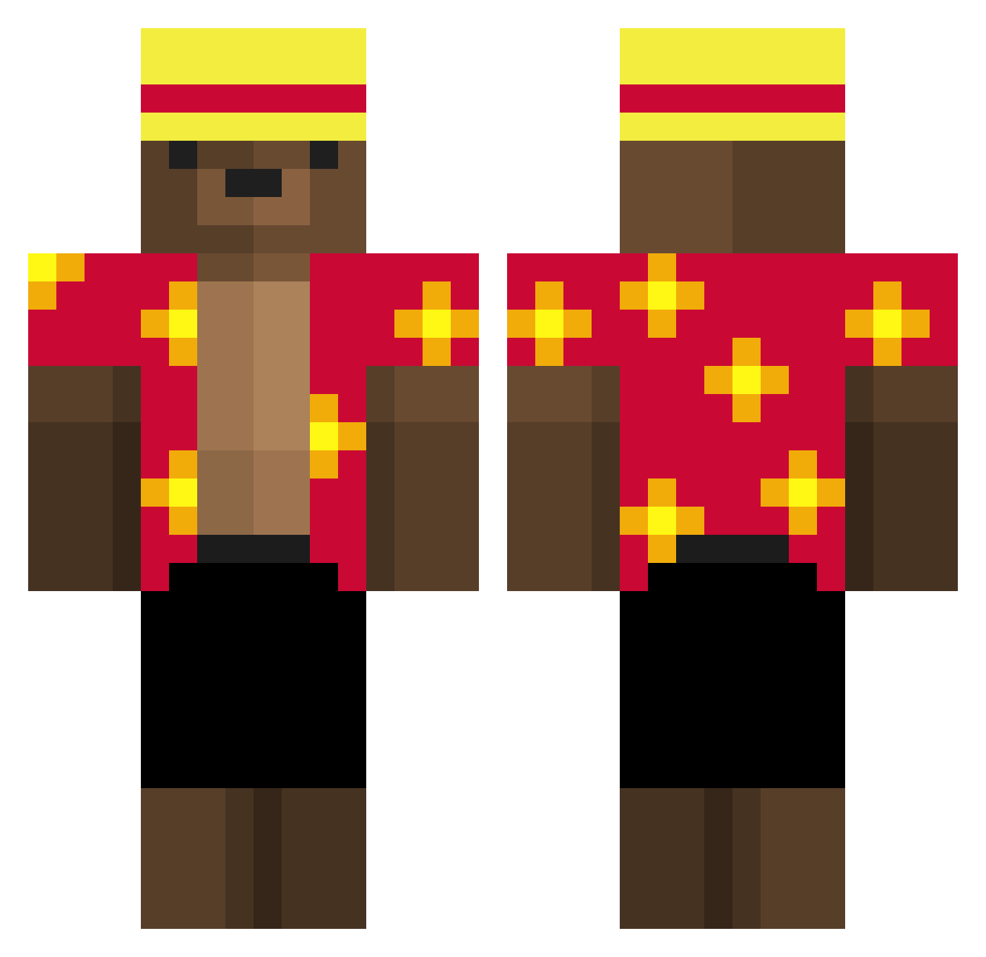 HackedTromy Minecraft skin, front and back view