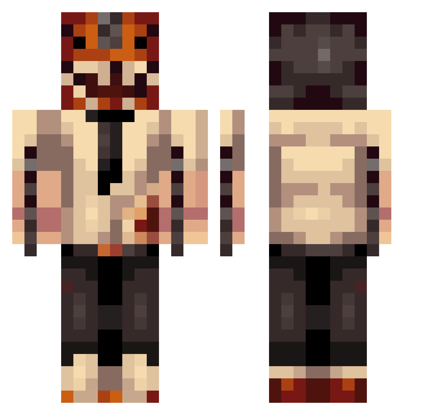 Neferpr Minecraft skin, front and back view